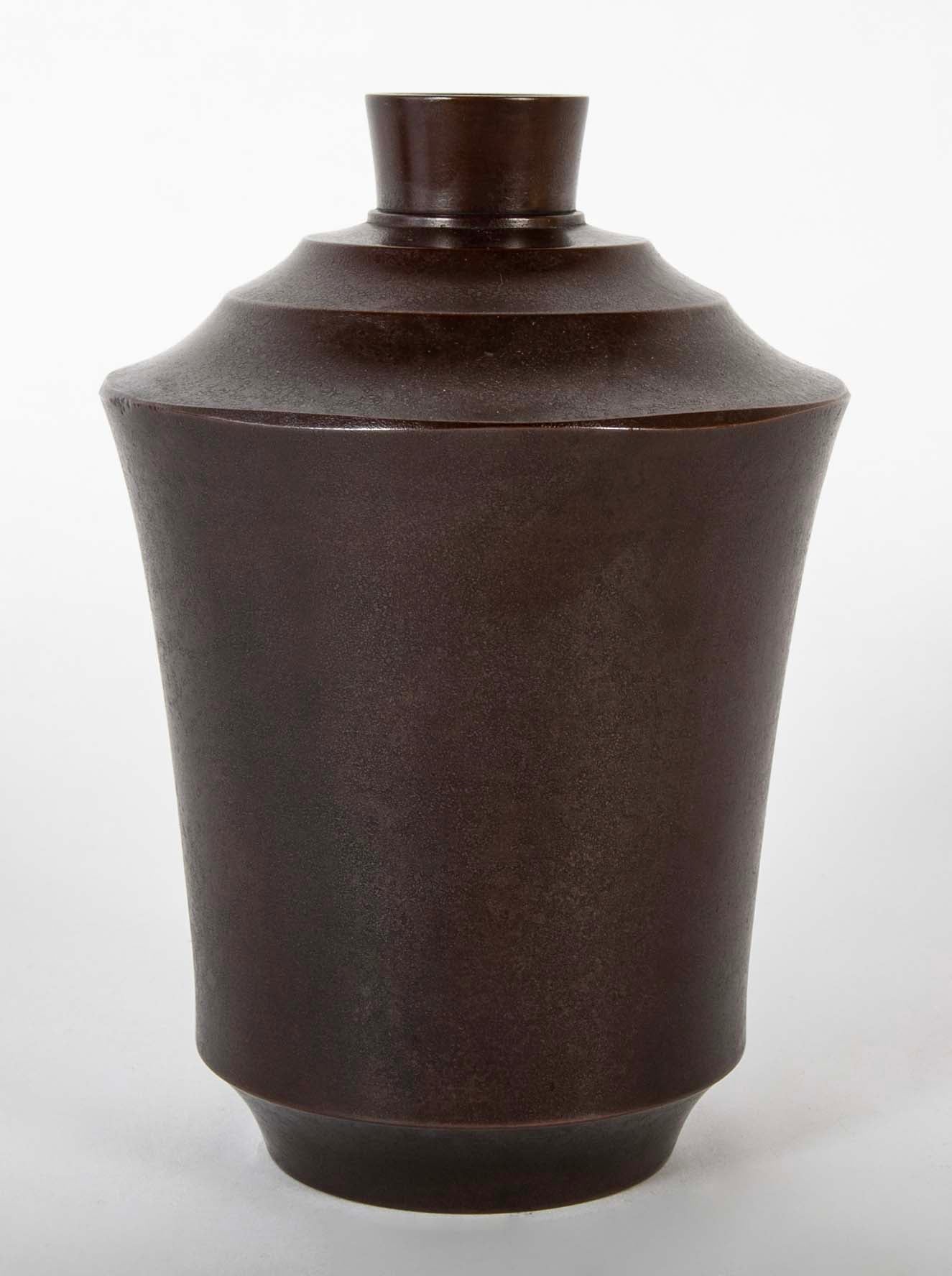 A Bronze Flower Vase by Japanese Artist Kanamori Eiichi
