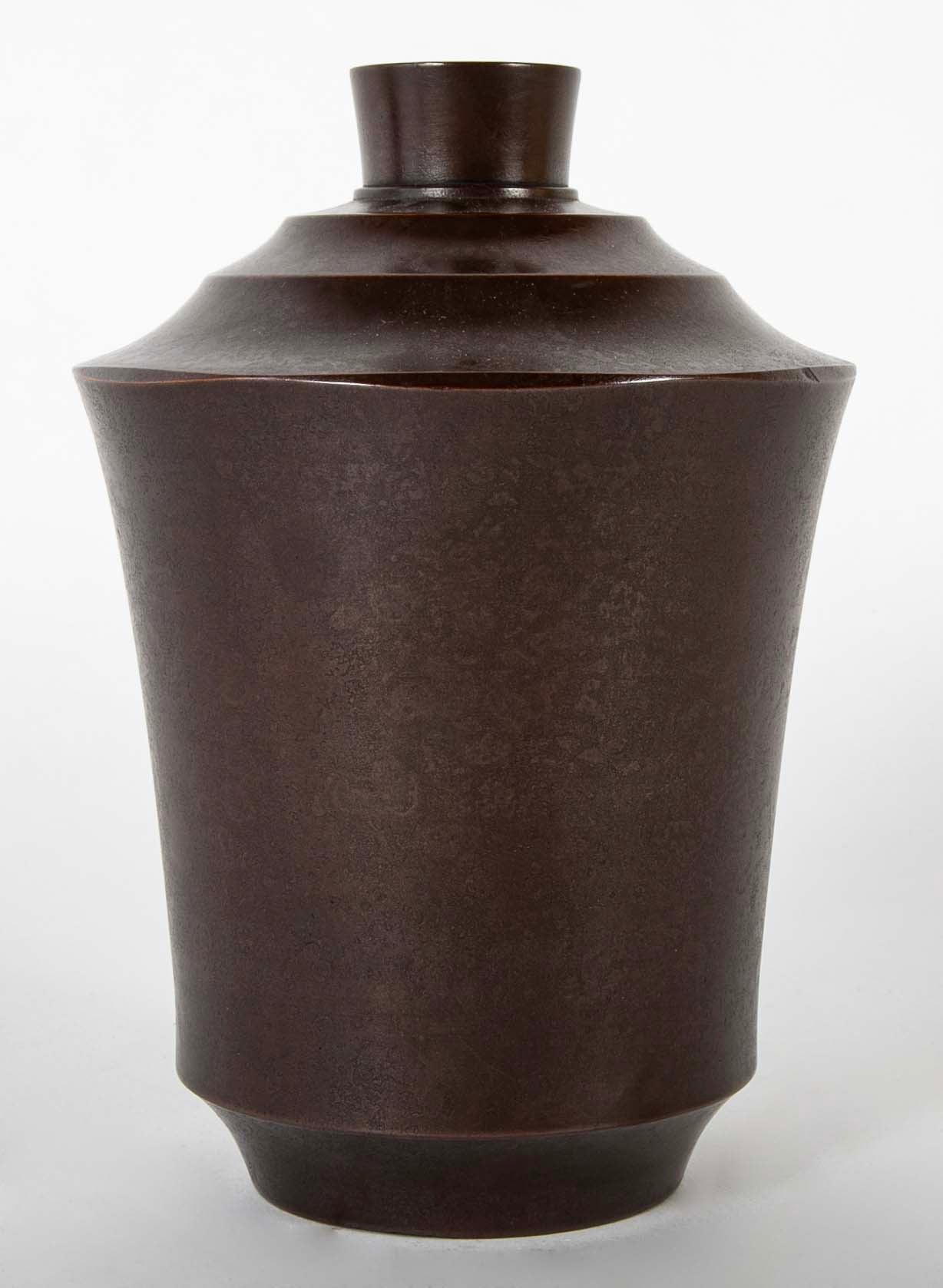 A Bronze Flower Vase by Japanese Artist Kanamori Eiichi