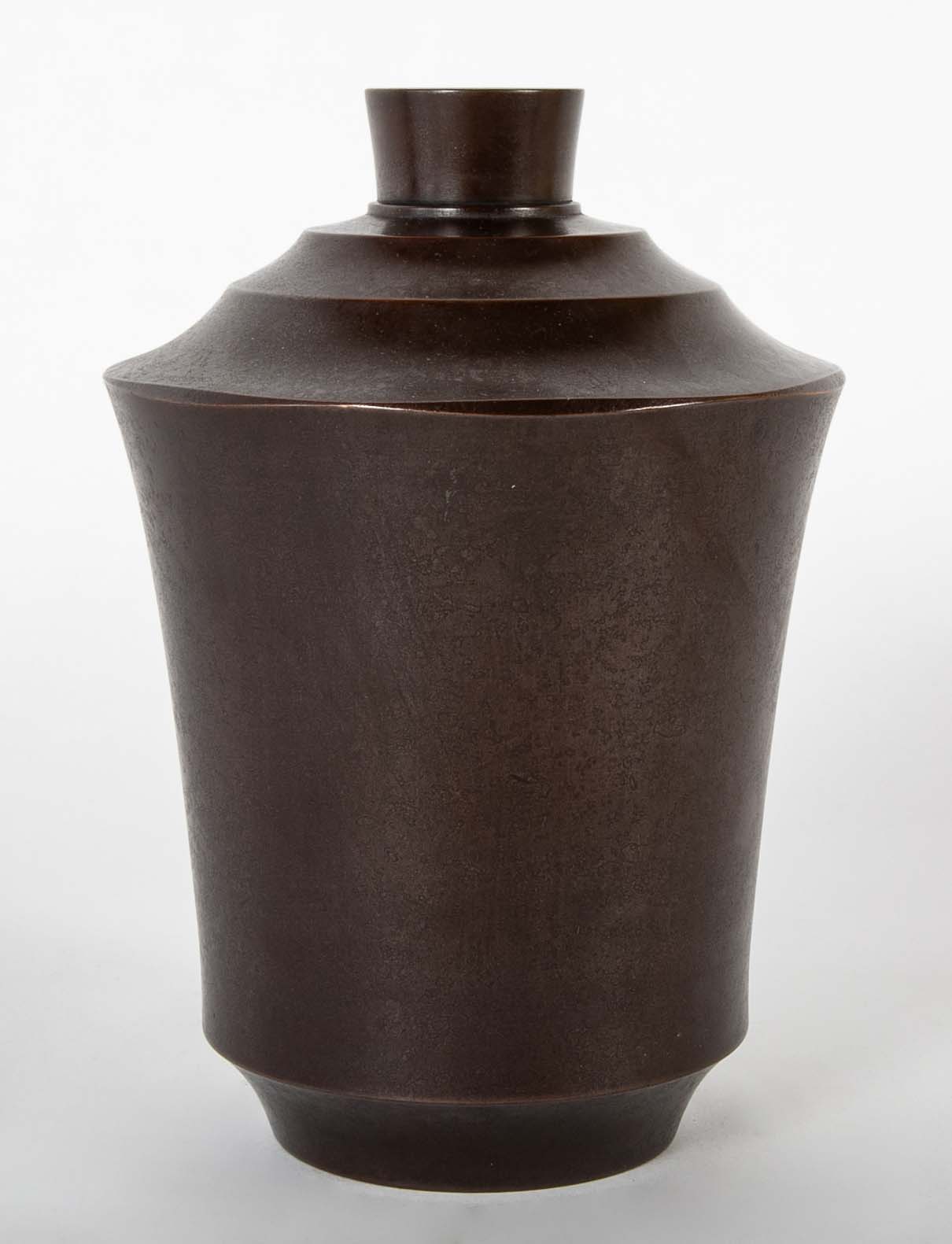 A Bronze Flower Vase by Japanese Artist Kanamori Eiichi