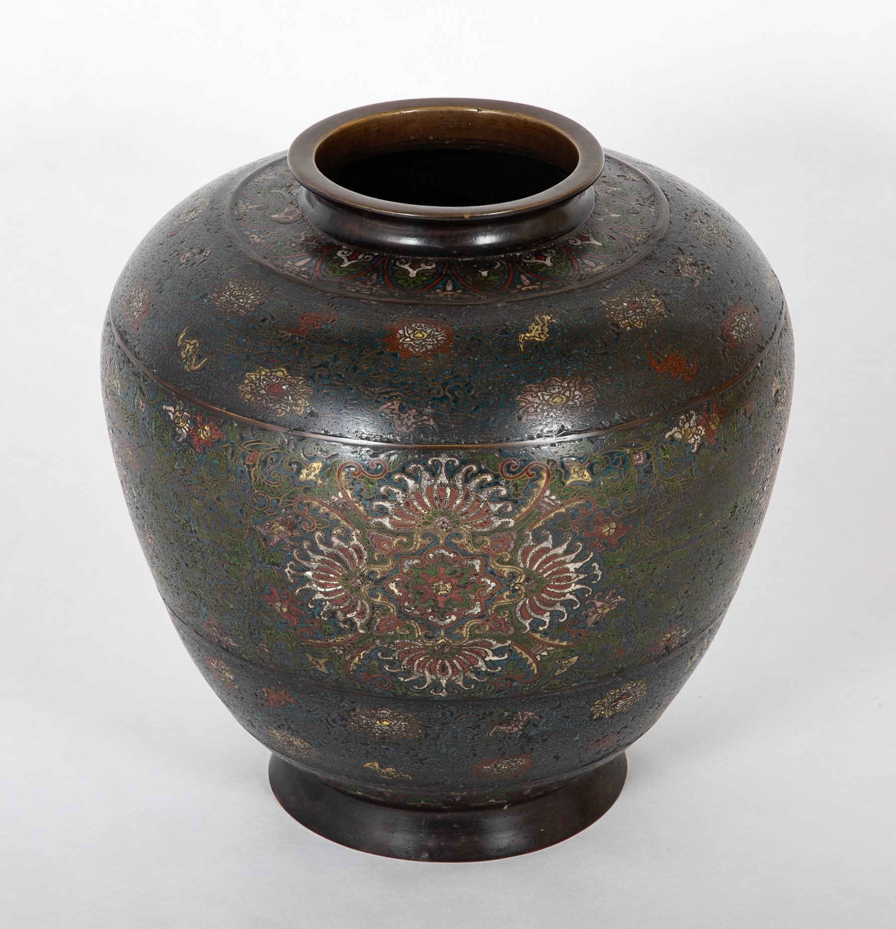 Late 19th Century Southeast Asian Cloisonne Urn in Bronze