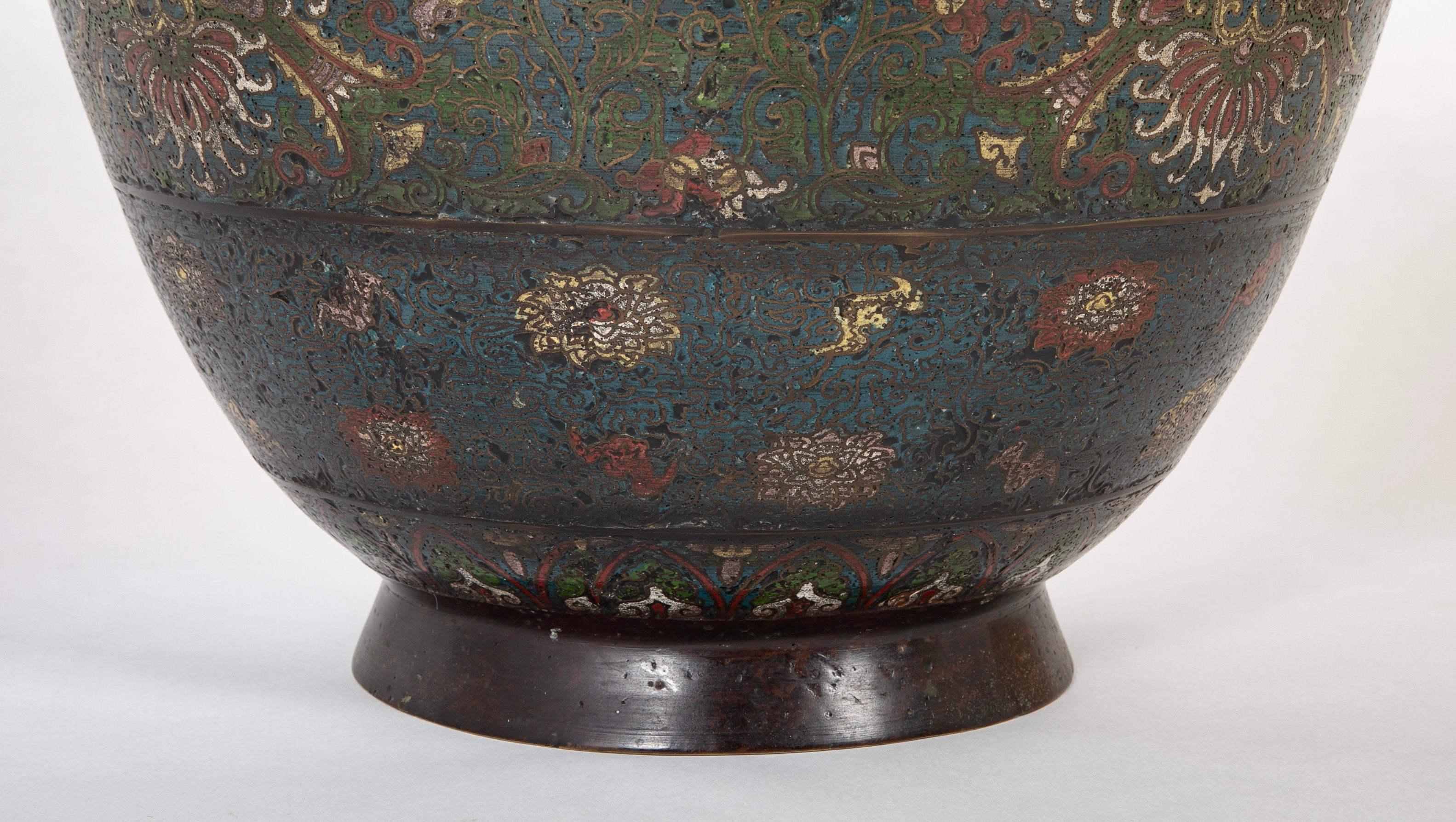 Late 19th Century Southeast Asian Cloisonne Urn in Bronze
