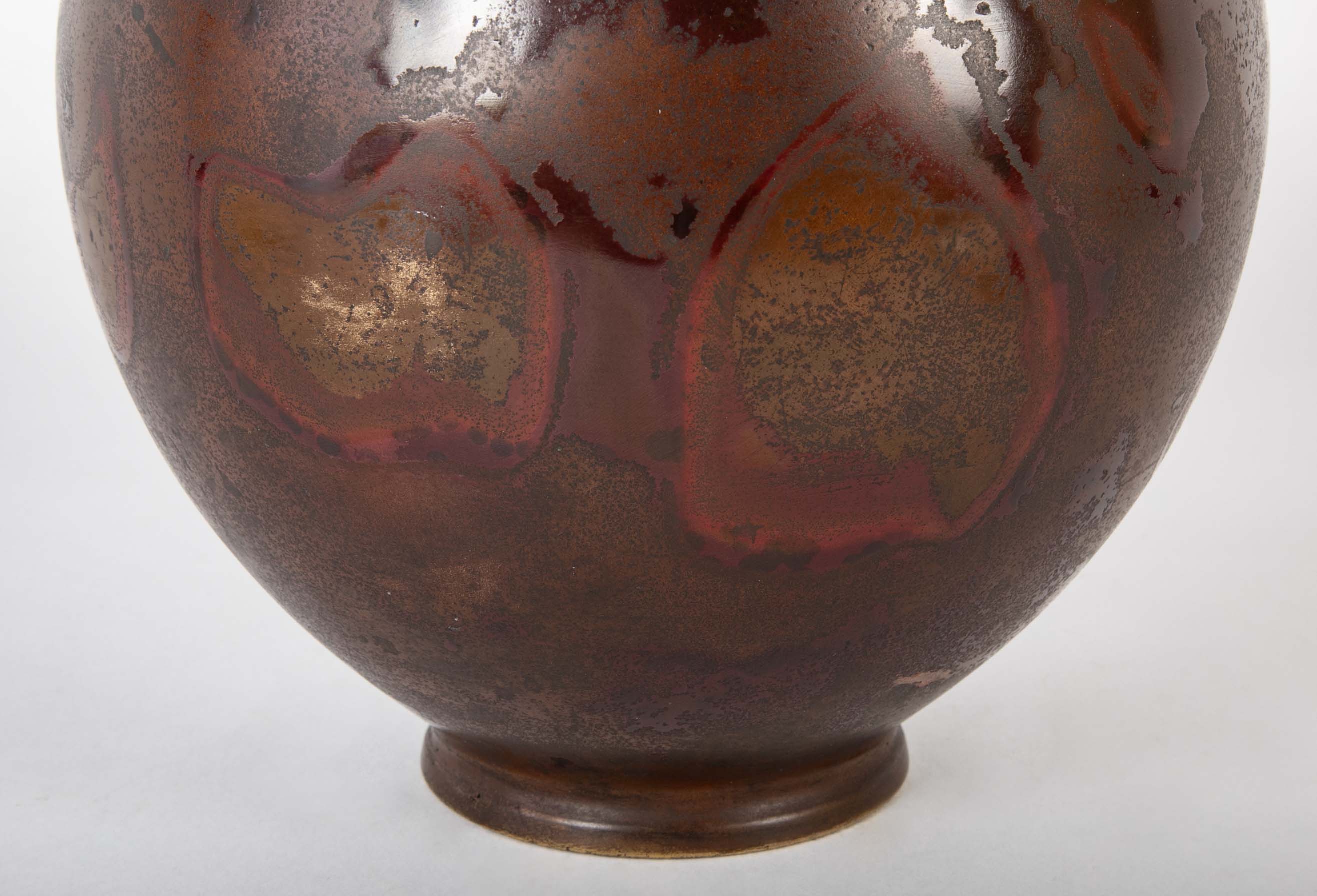 Japanese Patinated Bronze Vase with Two Small Shoulder Handles