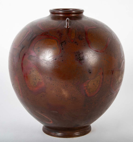 Japanese Patinated Bronze Vase with Two Small Shoulder
