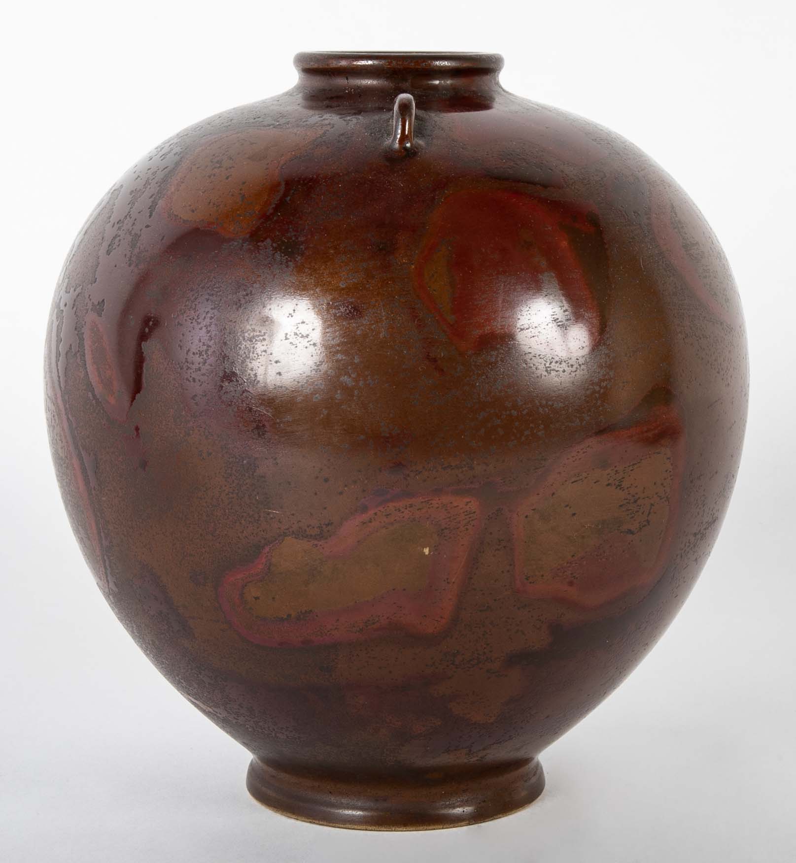 Japanese Patinated Bronze Vase with Two Small Shoulder Handles