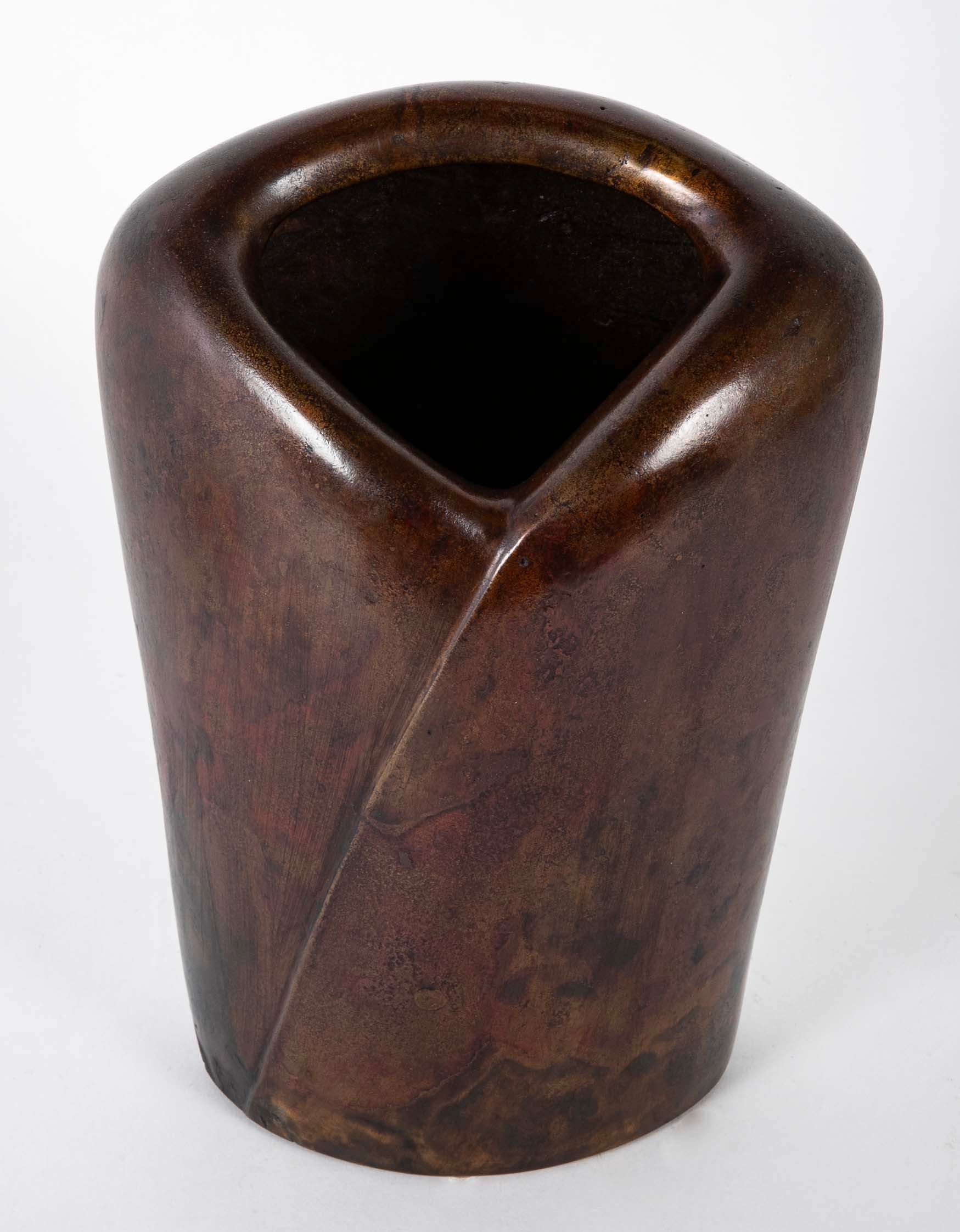 Misawa Hiroshi Bronze Vase in Stylized Kimono Form