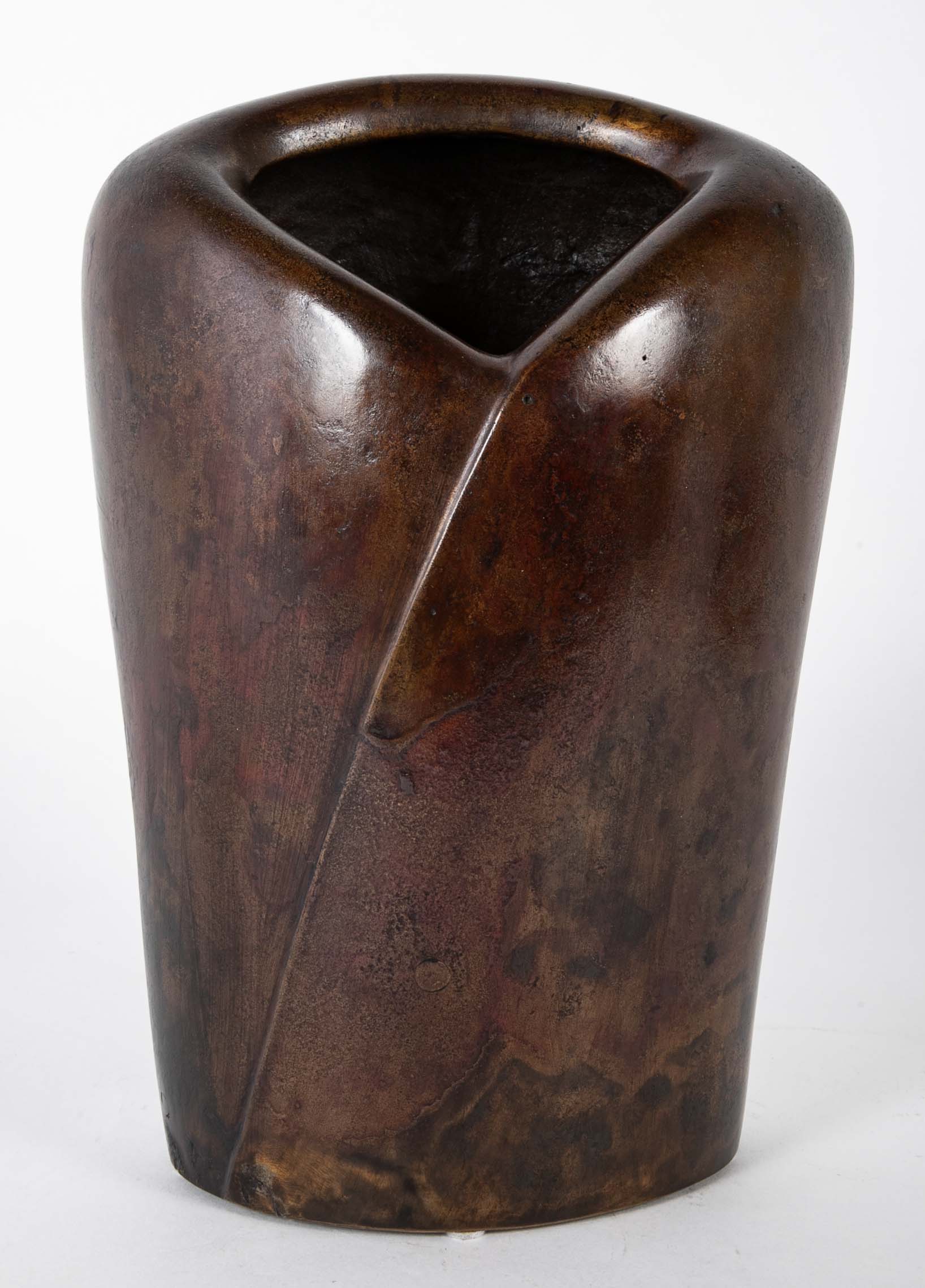 Misawa Hiroshi Bronze Vase in Stylized Kimono Form