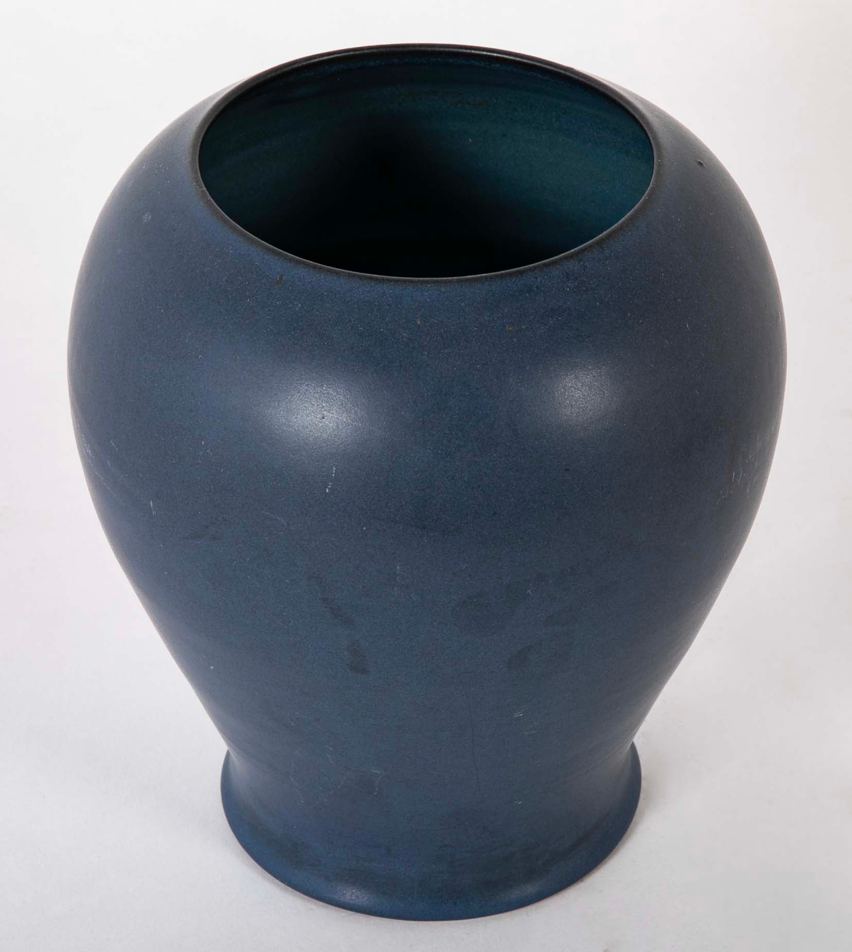 Blue Glazed Marblehead Pottery Ovoid Vase
