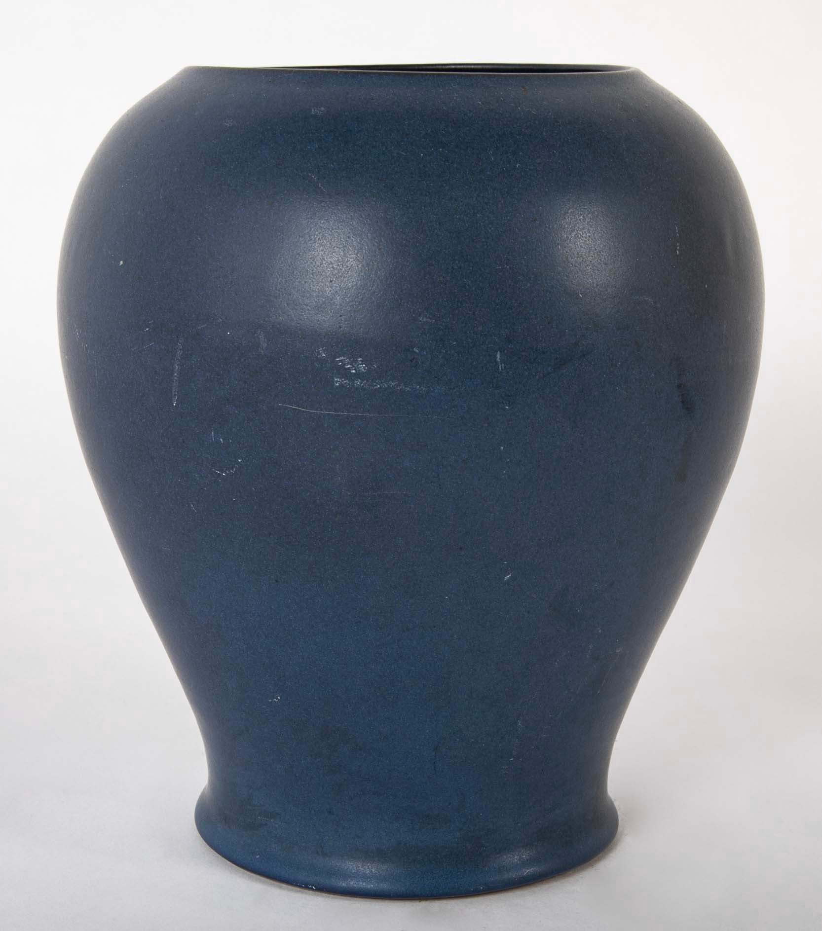 Blue Glazed Marblehead Pottery Ovoid Vase