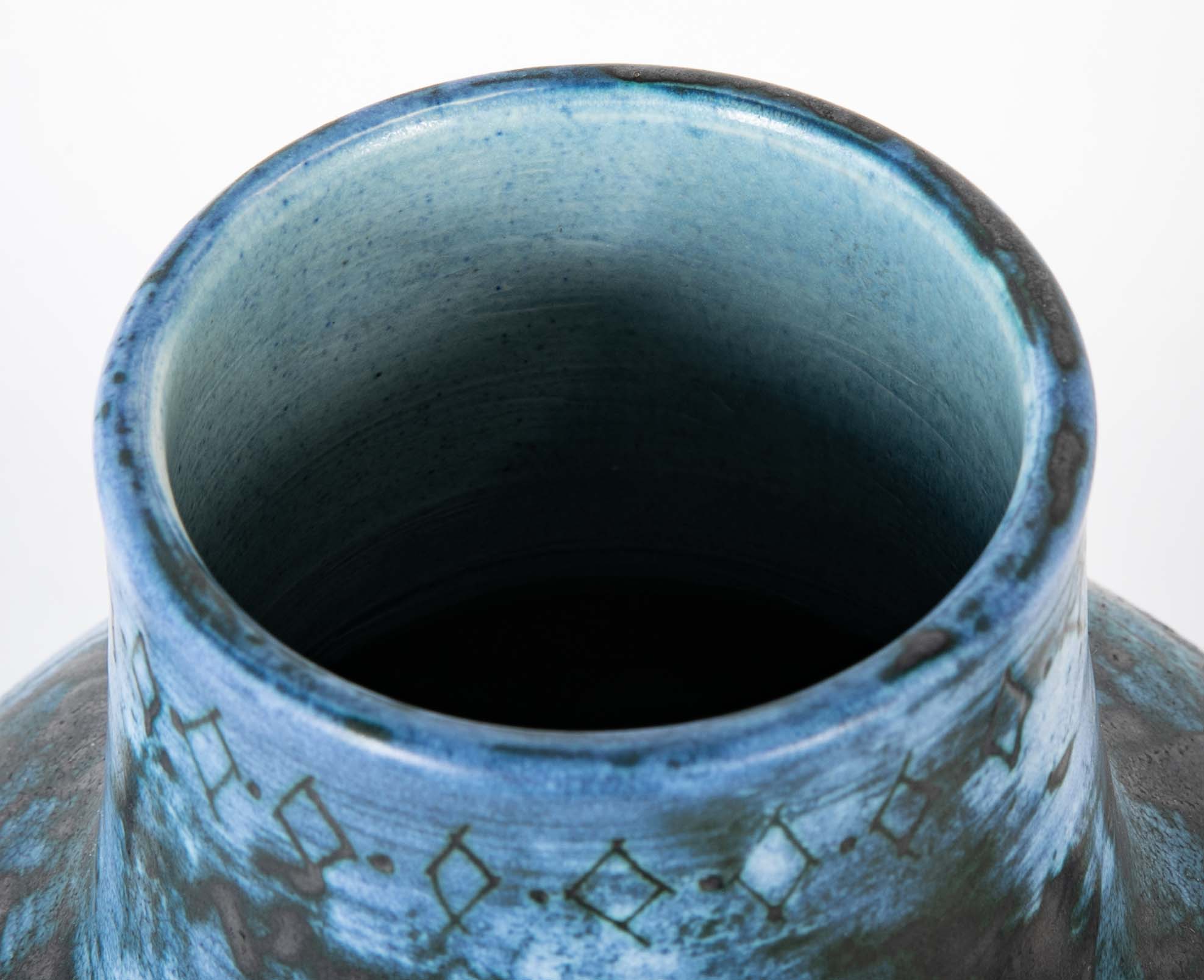 A Jacques Blin Sgraffito Glazed Stoneware Vase with Animal Decor