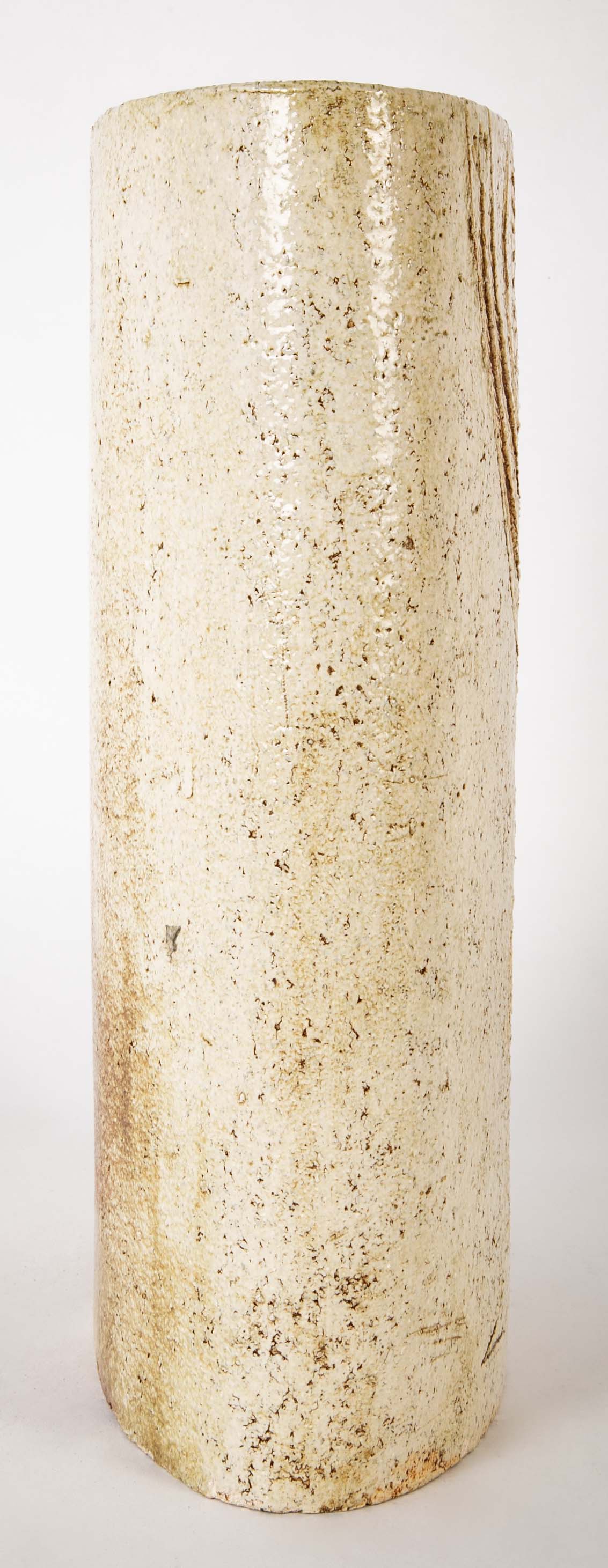 Roger Capron Straight Sided Oval Ceramic Vase with Incised Cubist Figure