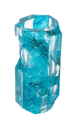 "Argos" Vase of Blue Ground with Clear Panels by Daum