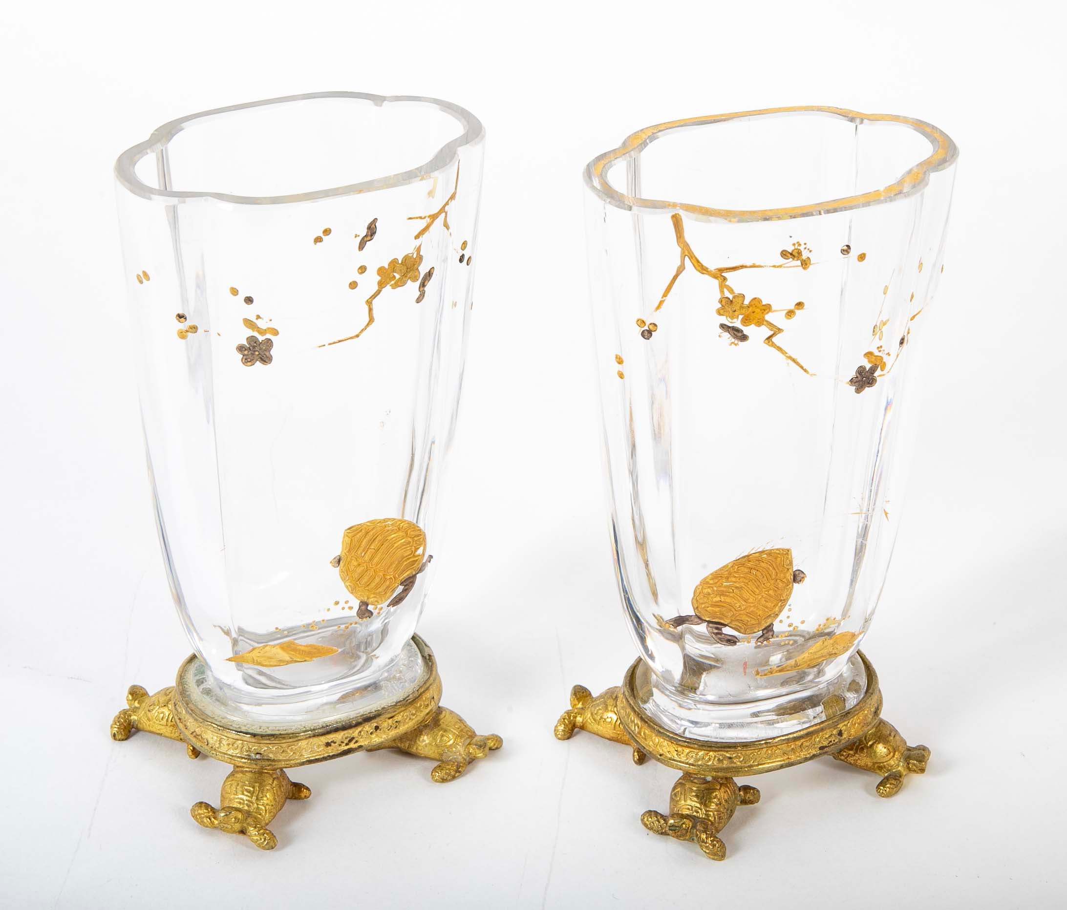 Pair of French Aesthetic Movement Baccarat Glass Vases