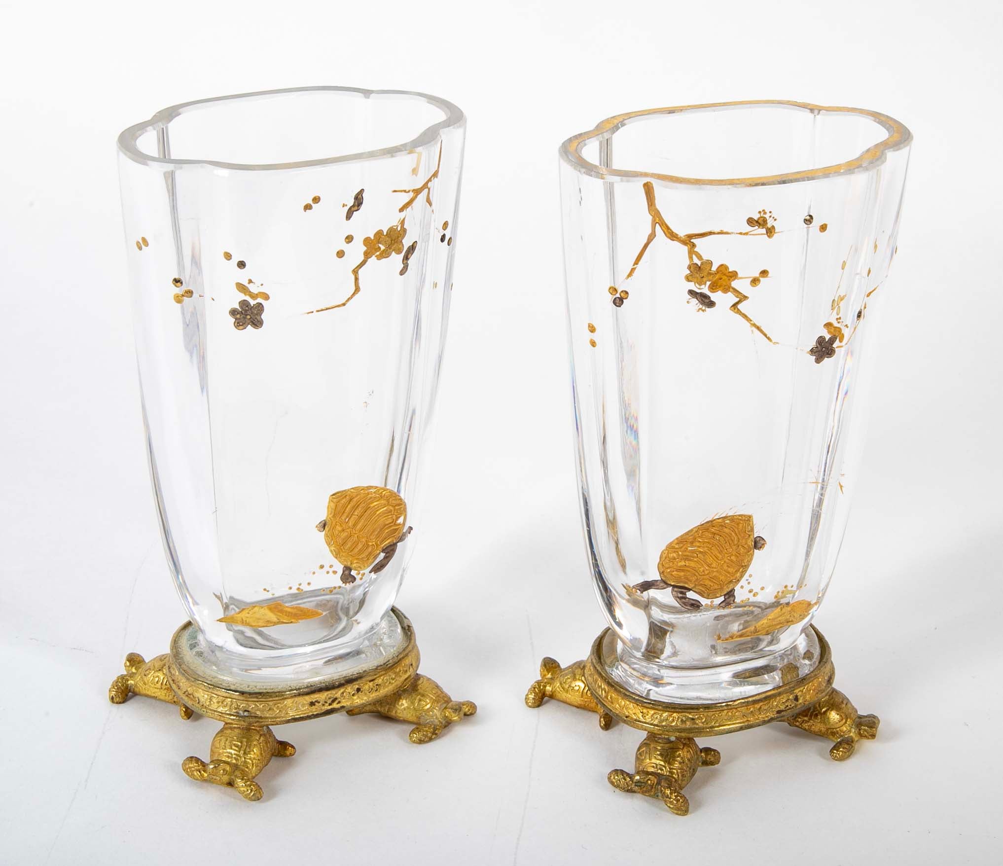 Pair of French Aesthetic Movement Baccarat Glass Vases