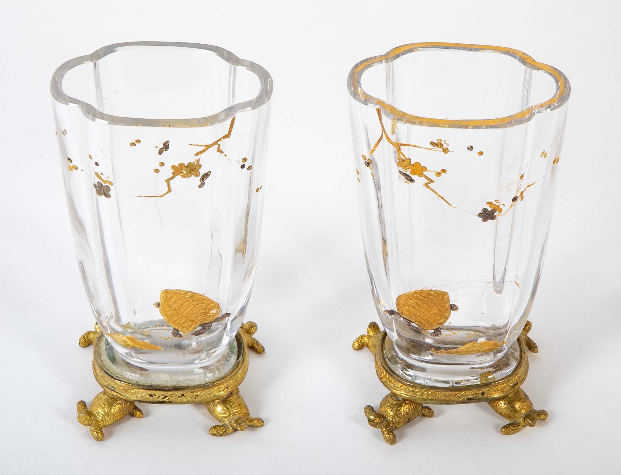 Pair of French Aesthetic Movement Baccarat Glass Vases