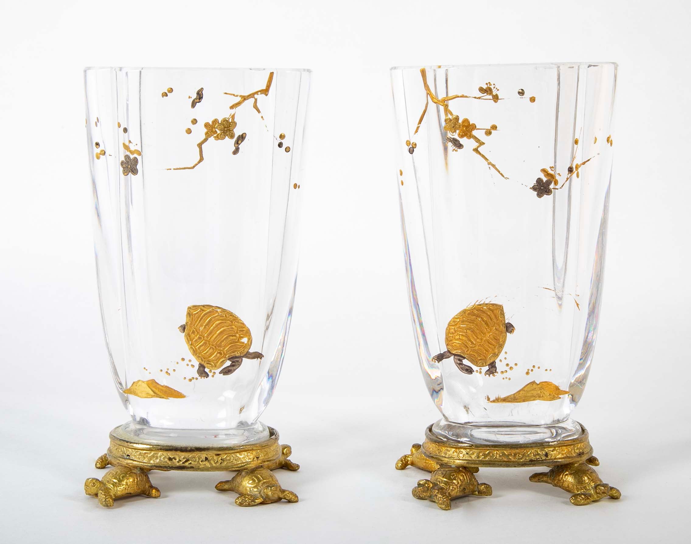 Pair of French Aesthetic Movement Baccarat Glass Vases