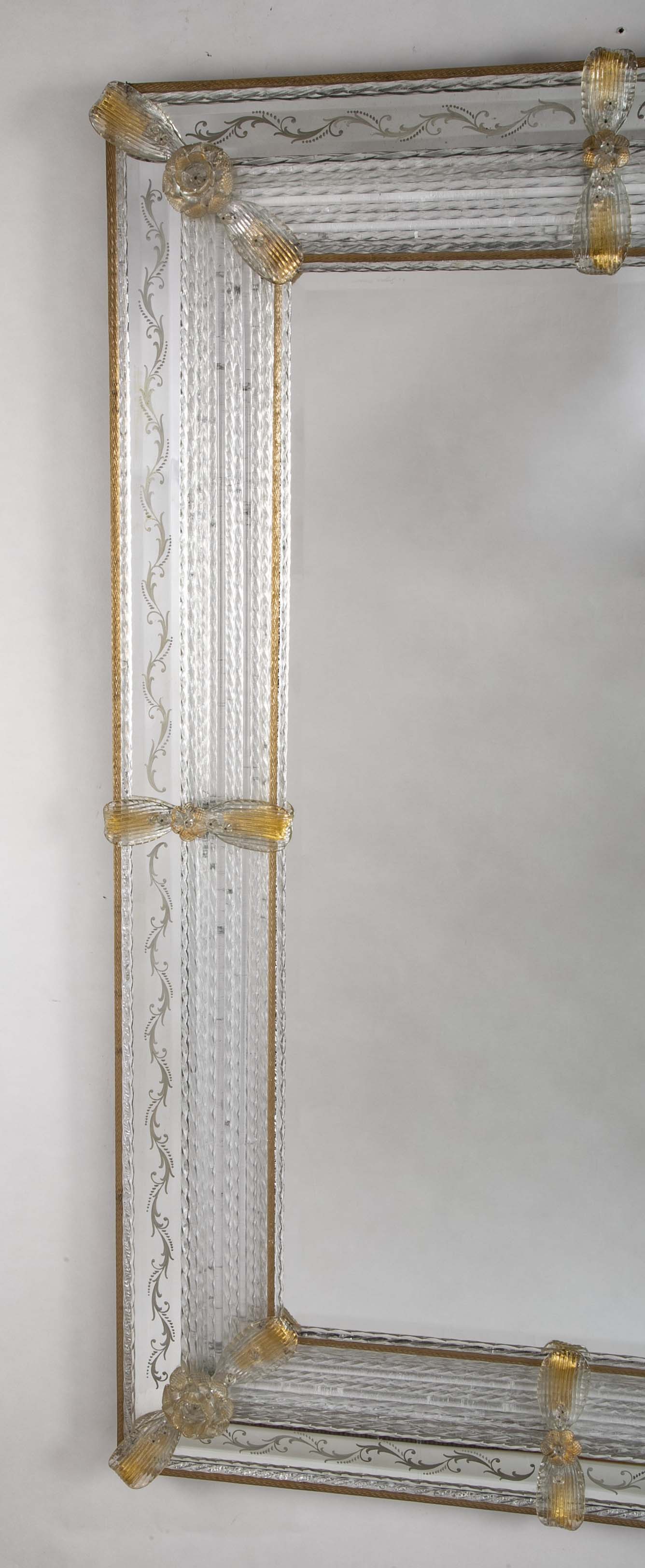 Archimede Seguso Italian Murano Glass Framed Mirror