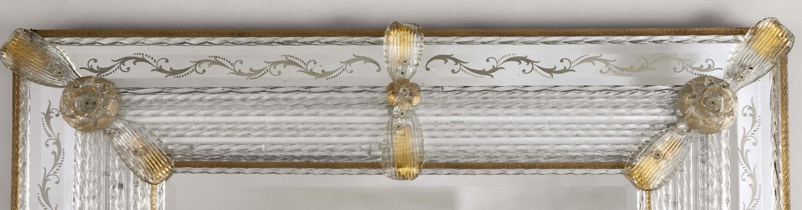 Archimede Seguso Italian Murano Glass Framed Mirror