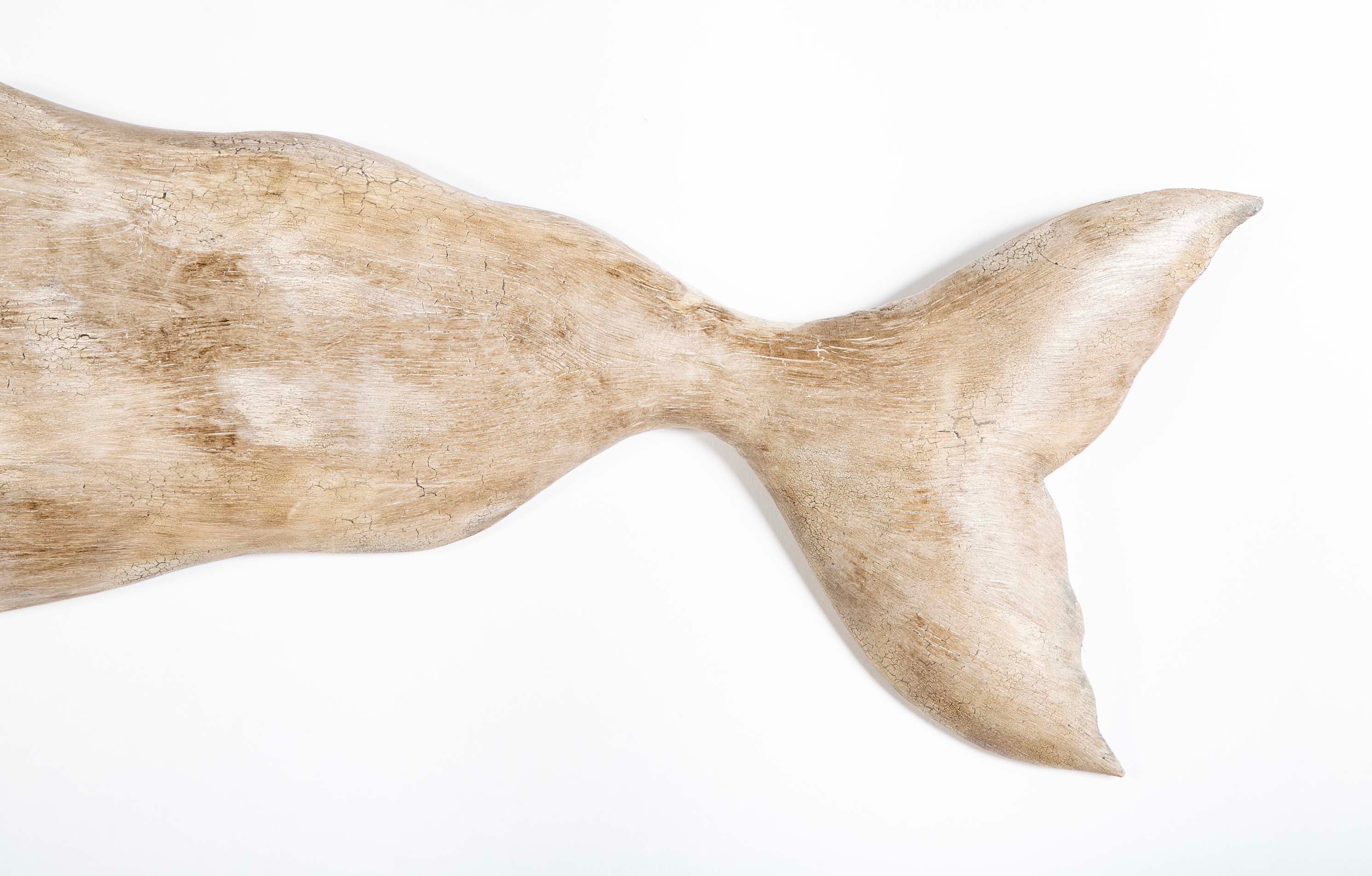 Carved and Painted Wood White Sperm Whale by Roger Mitchell