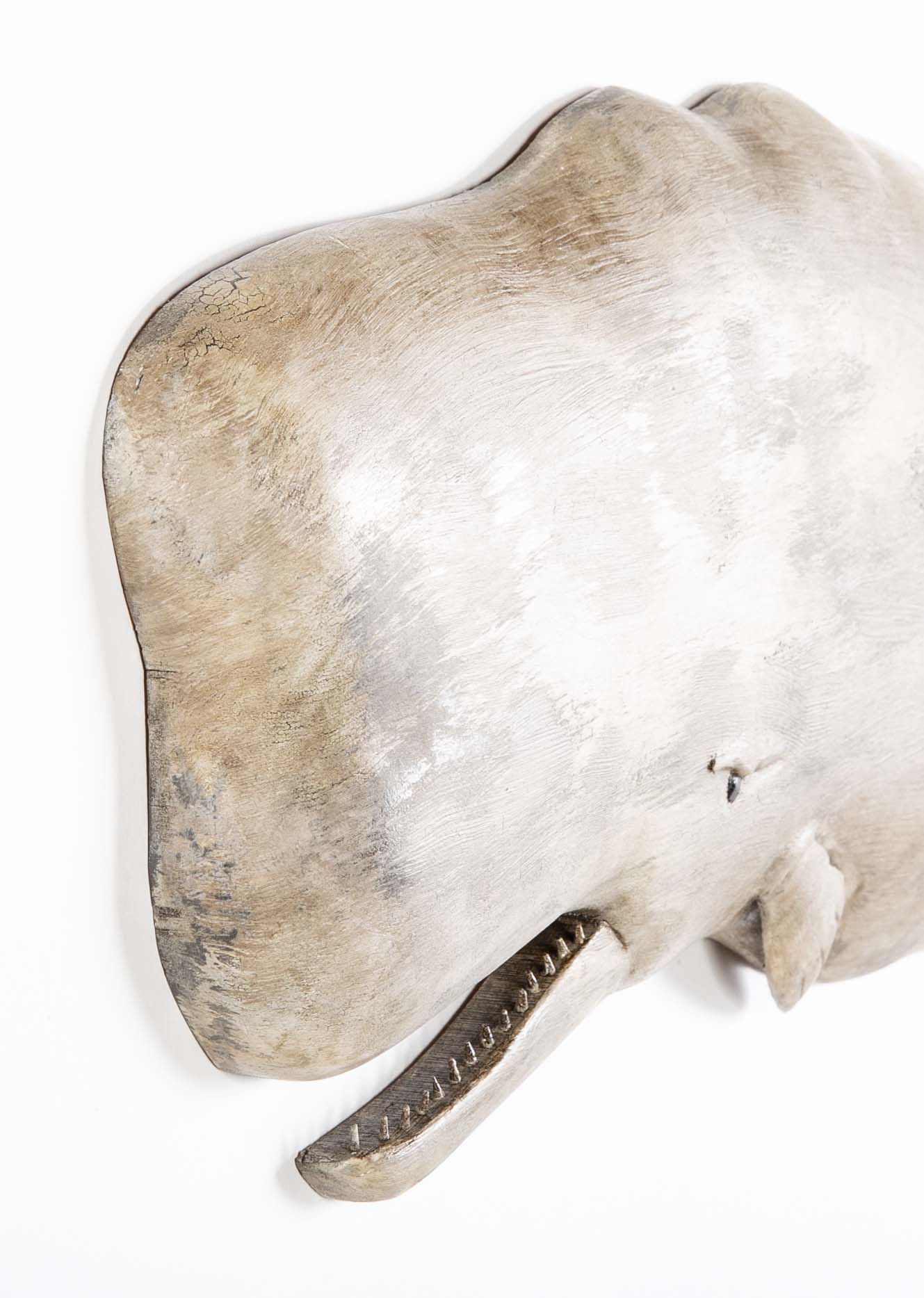 Carved and Painted Wood White Sperm Whale by Roger Mitchell