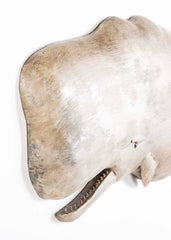 Carved and Painted Wood White Sperm Whale by Roger Mitchell