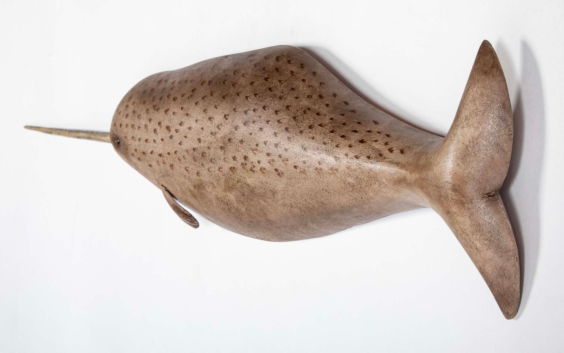 Plaque of a Carved and Painted Narwhal