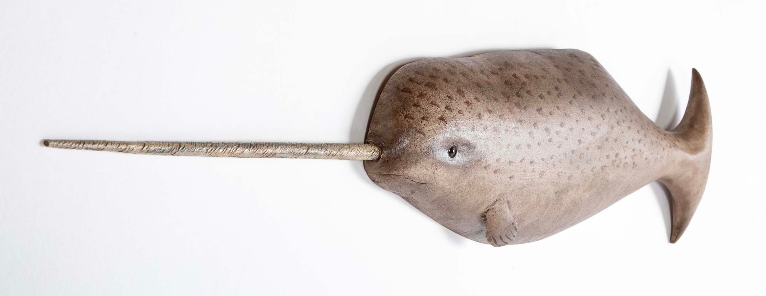 Plaque of a Carved and Painted Narwhal