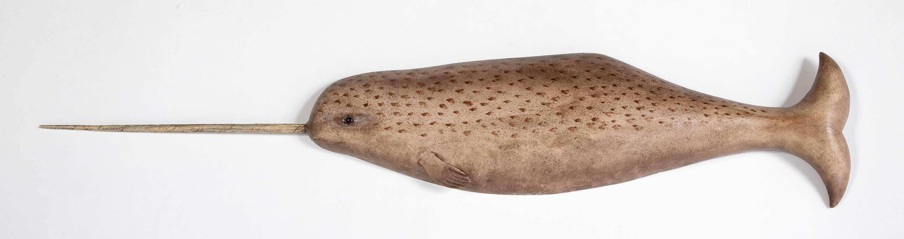 Plaque of a Carved and Painted Narwhal