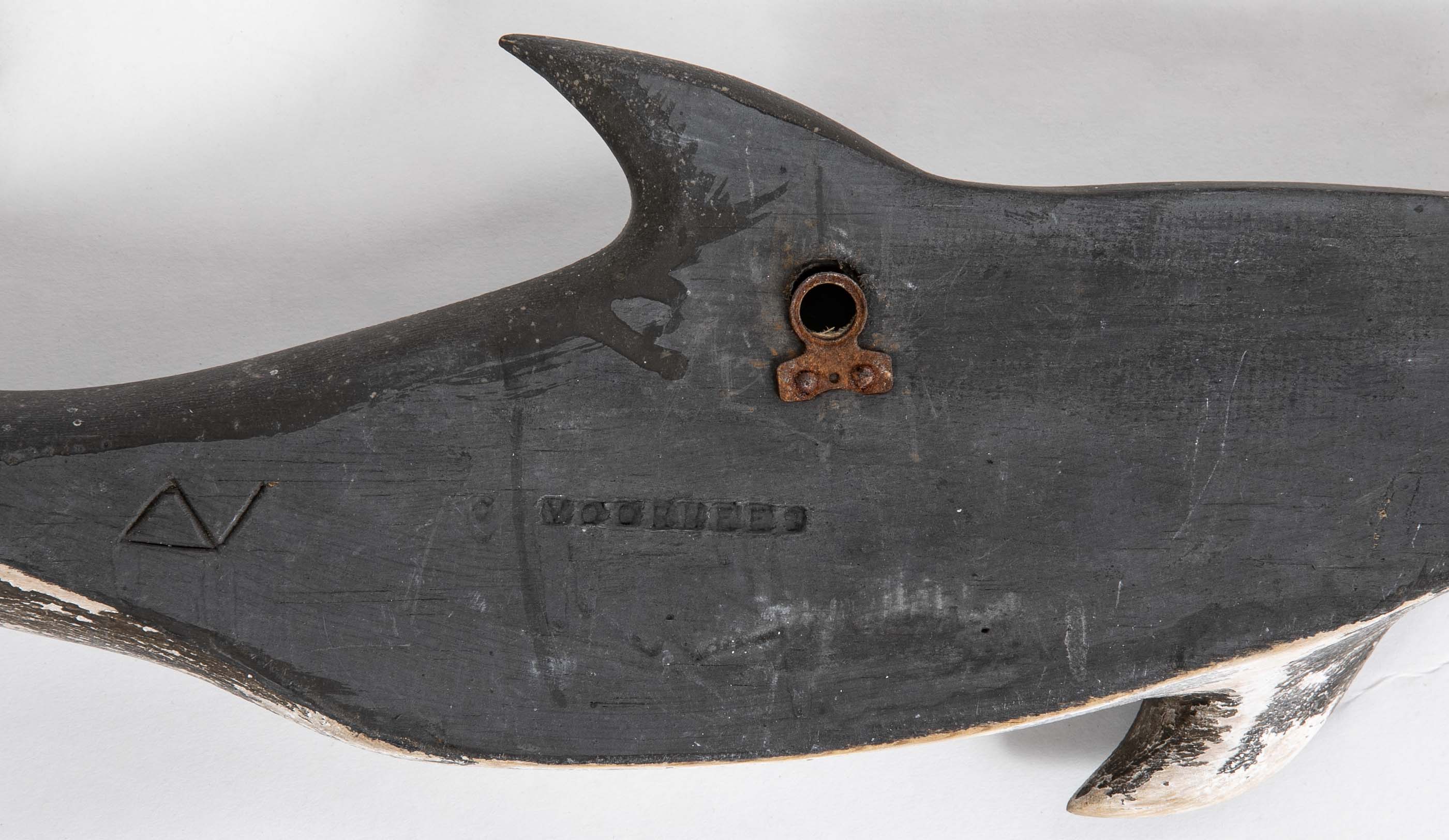 Set of Three Plaques of Carved and Painted Porpoises