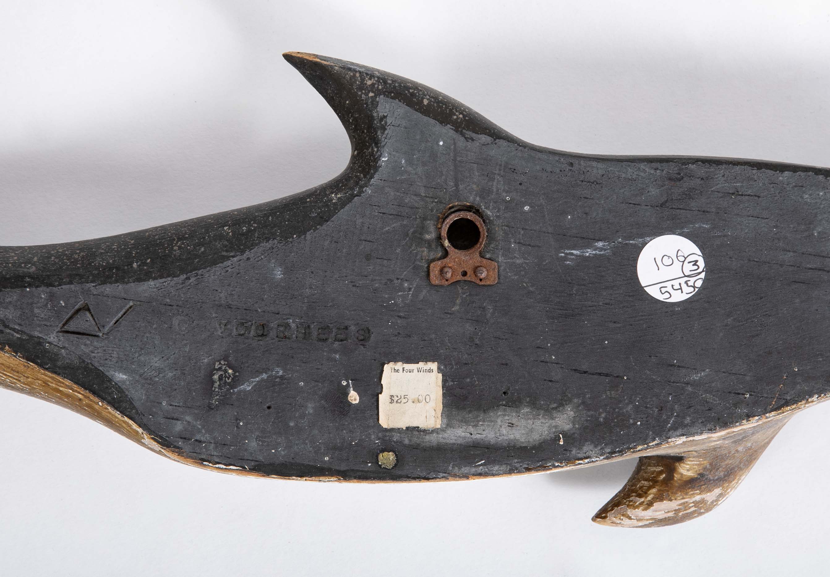 Set of Three Plaques of Carved and Painted Porpoises