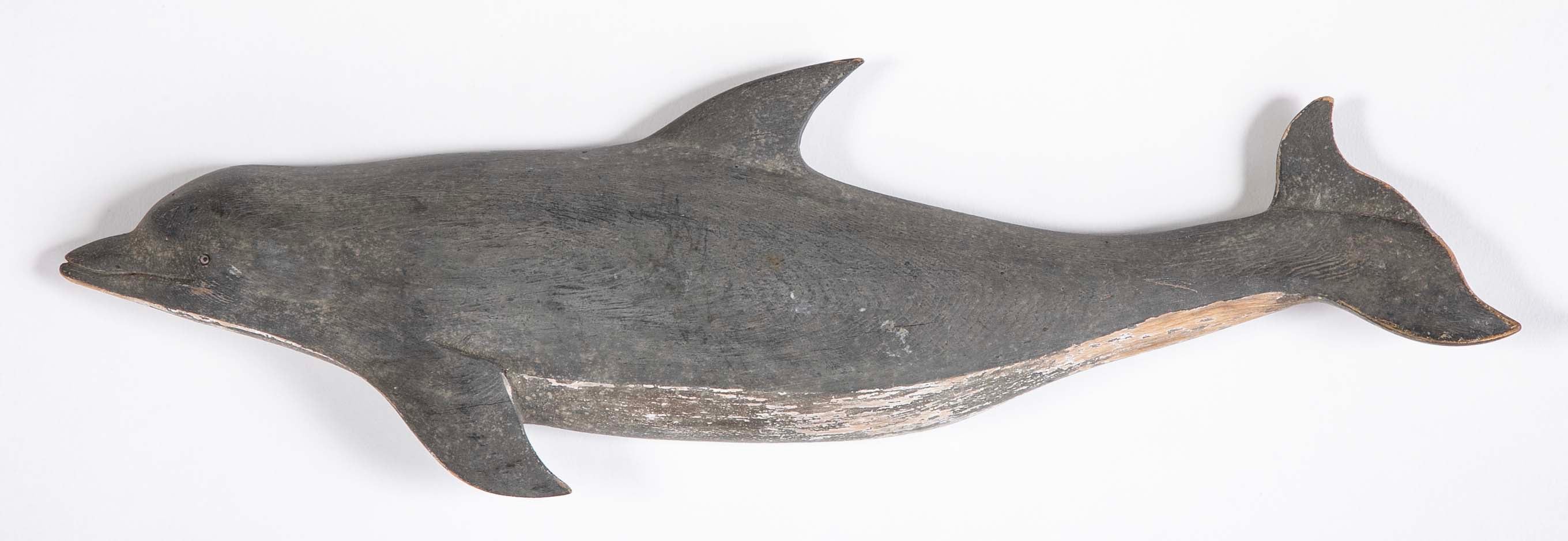 Set of Three Plaques of Carved and Painted Porpoises