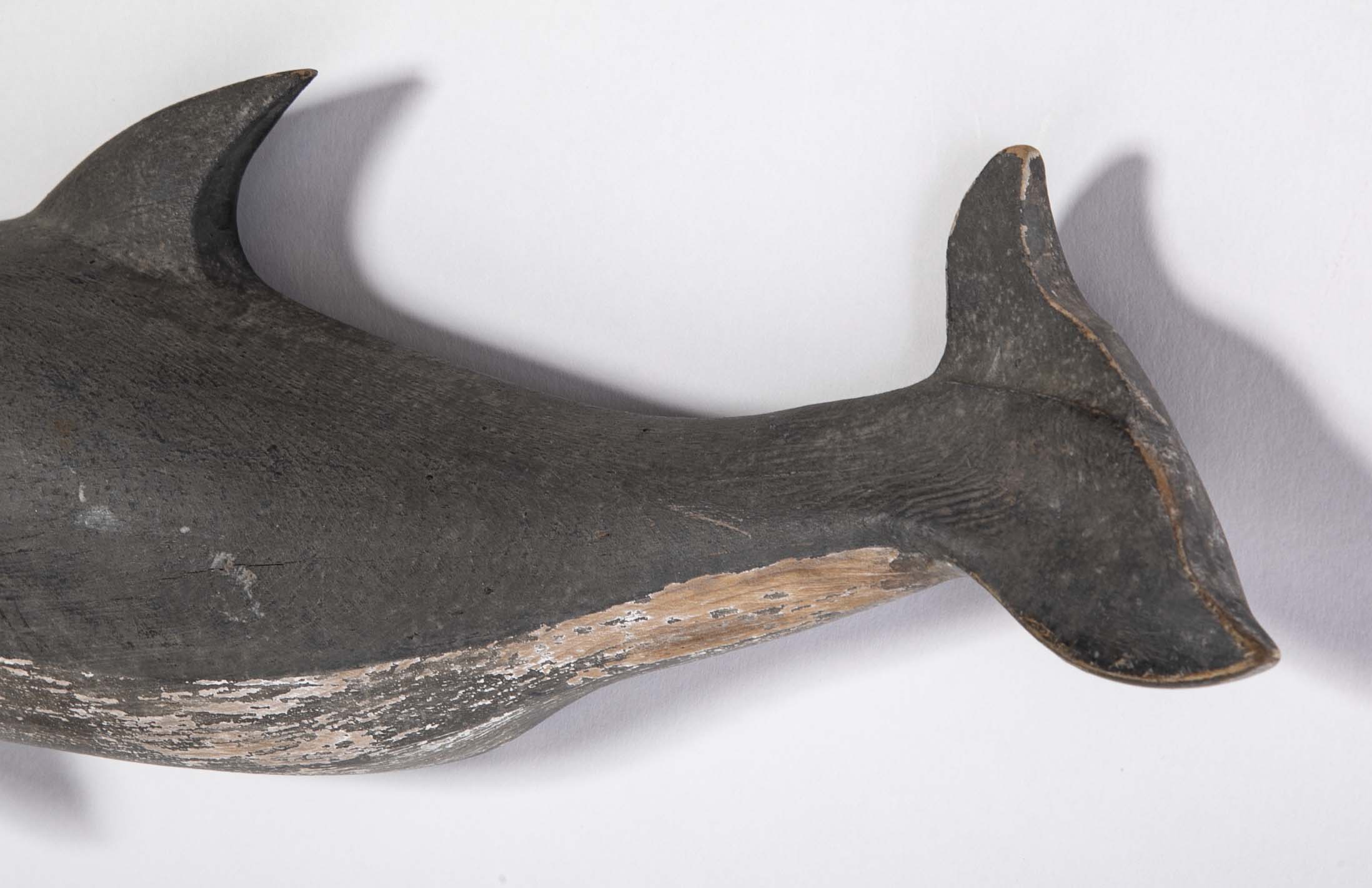 Set of Three Plaques of Carved and Painted Porpoises