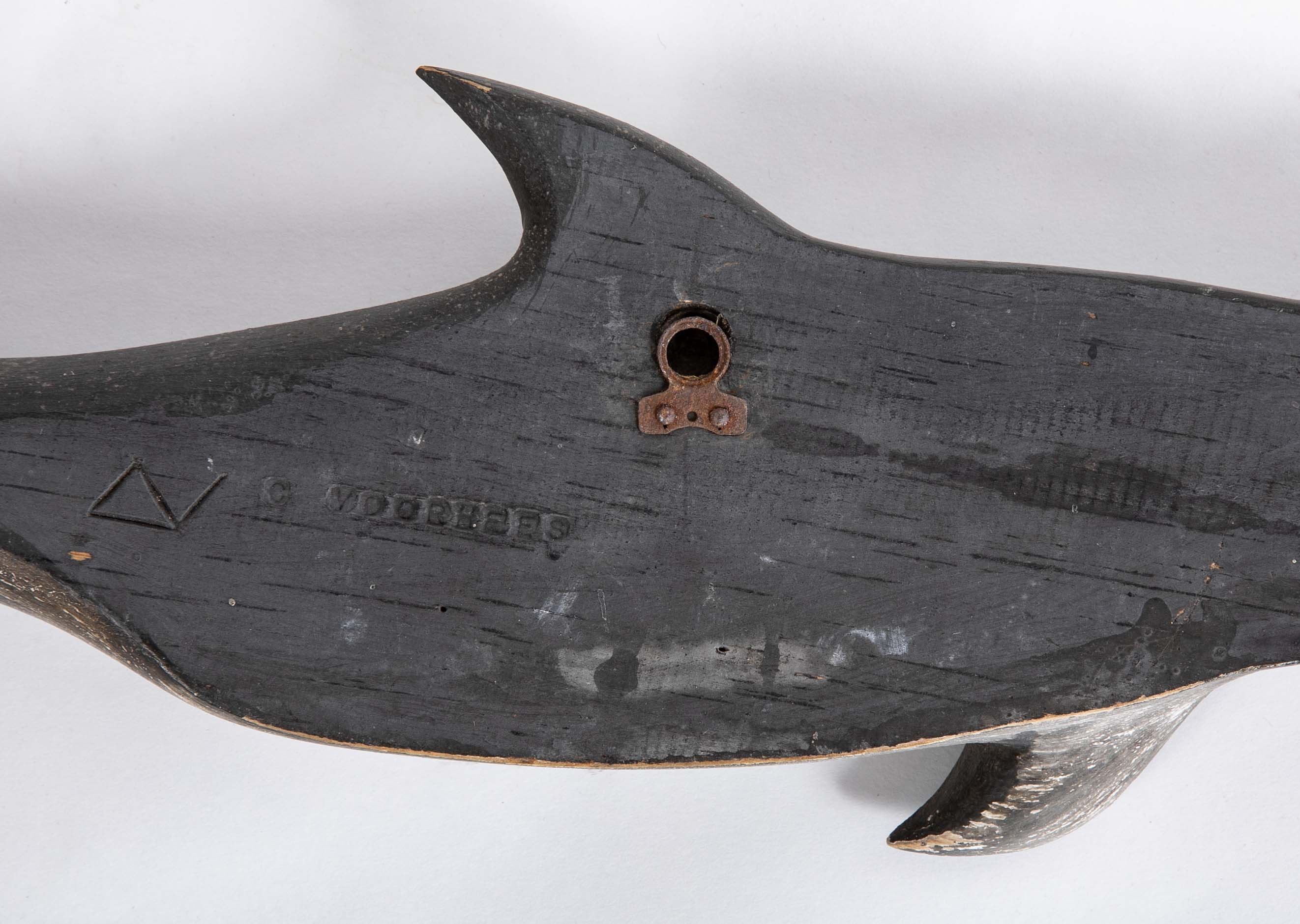 Set of Three Plaques of Carved and Painted Porpoises