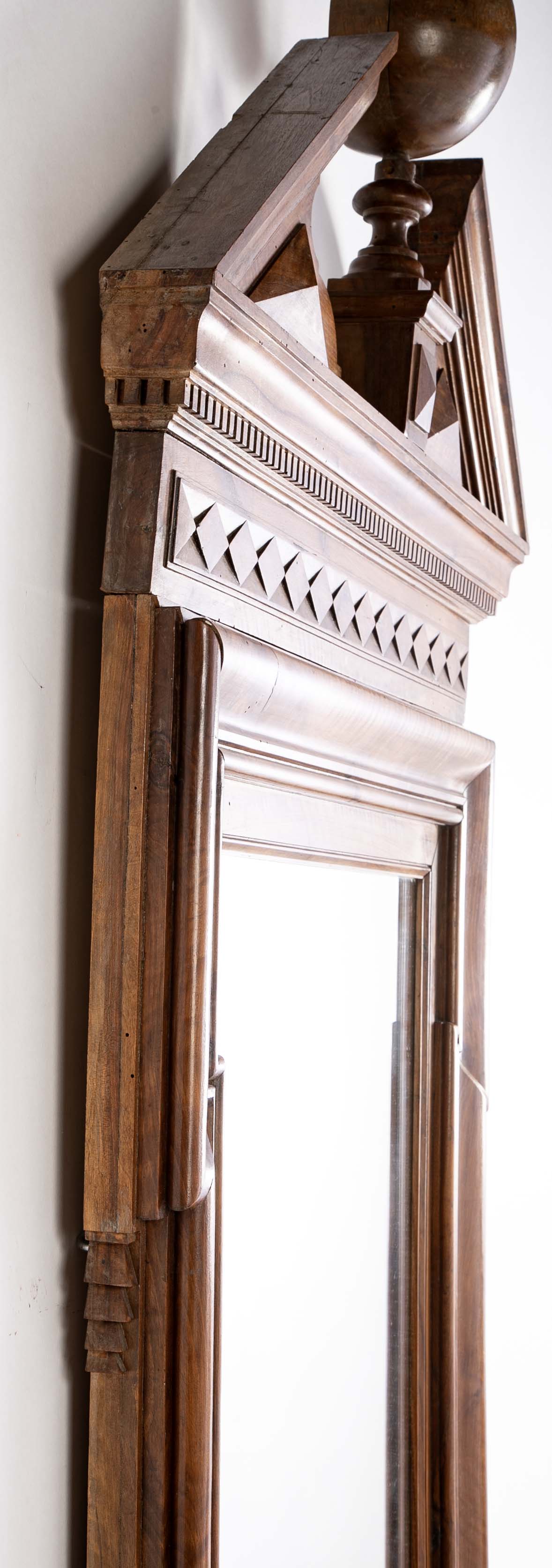A Large 19th Century Neoclassical Carved Walnut Mirror