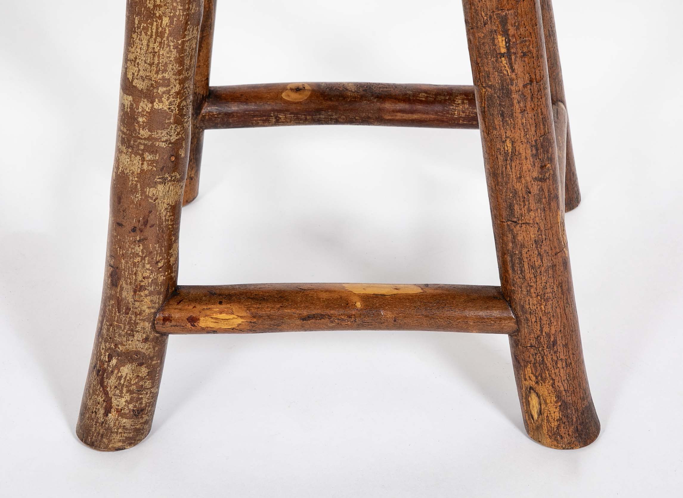 Adirondack Hexagonal Stool with Incised Geometric Design on Seat