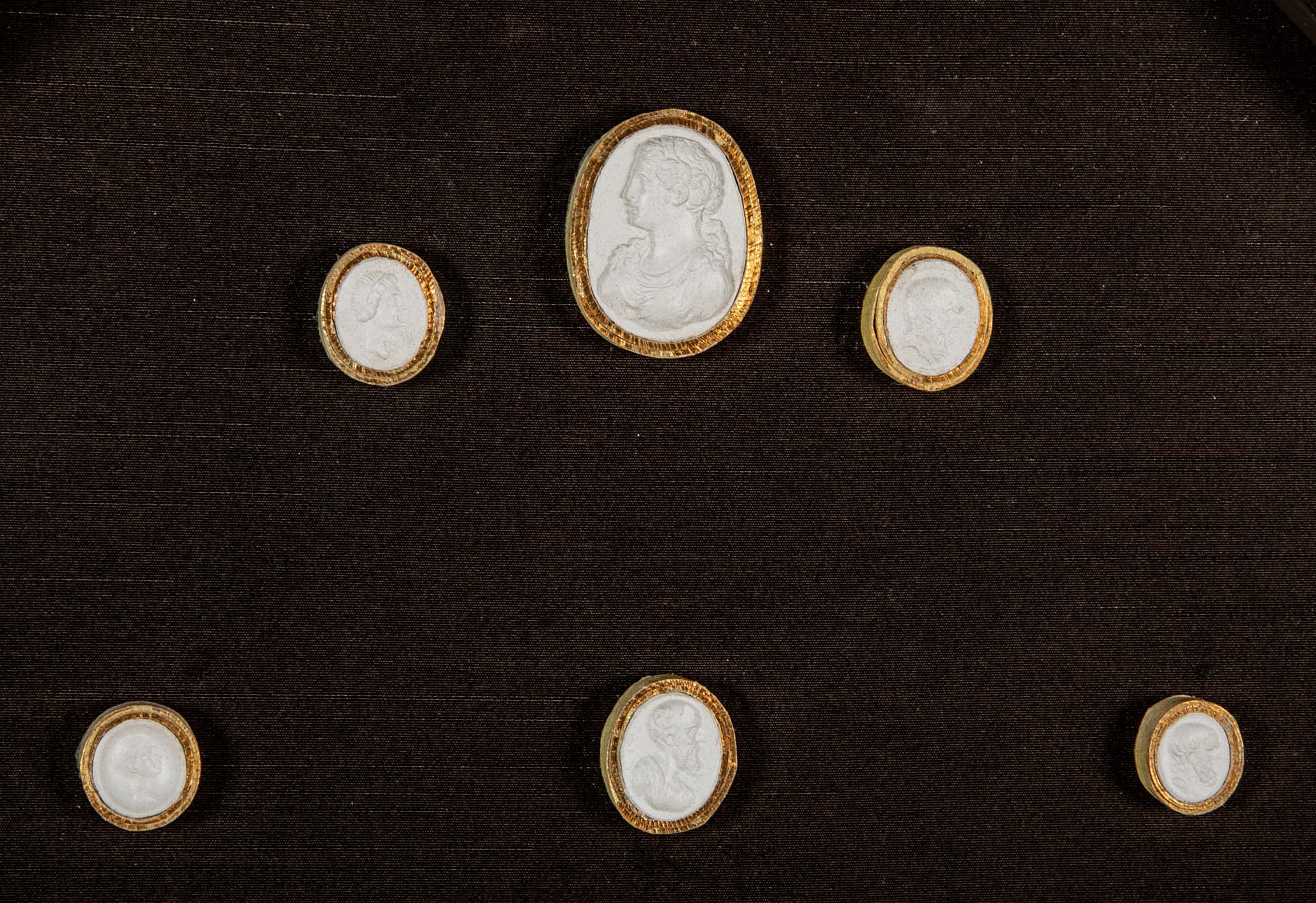 Set of 10 Octagonally Framed Italian Grand Tour Plaster Intaglios