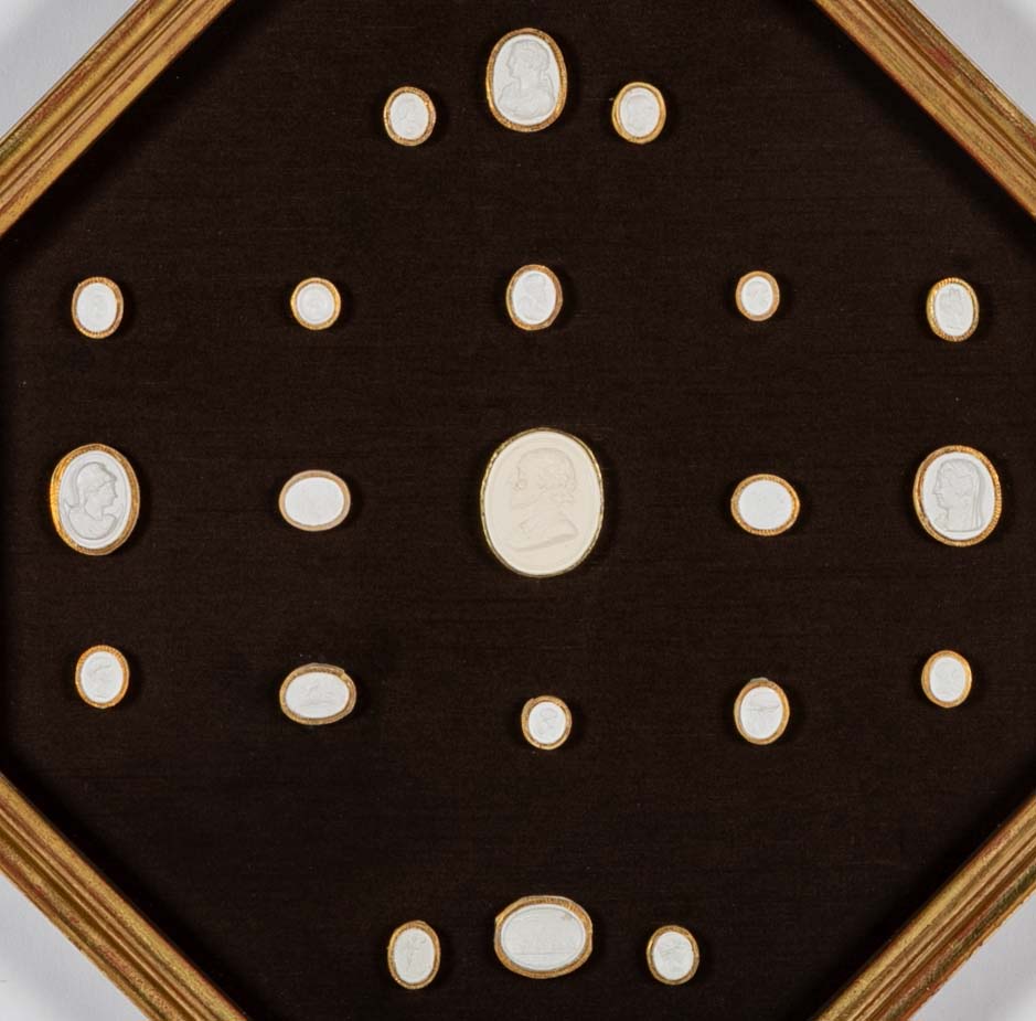Set of 10 Octagonally Framed Italian Grand Tour Plaster Intaglios