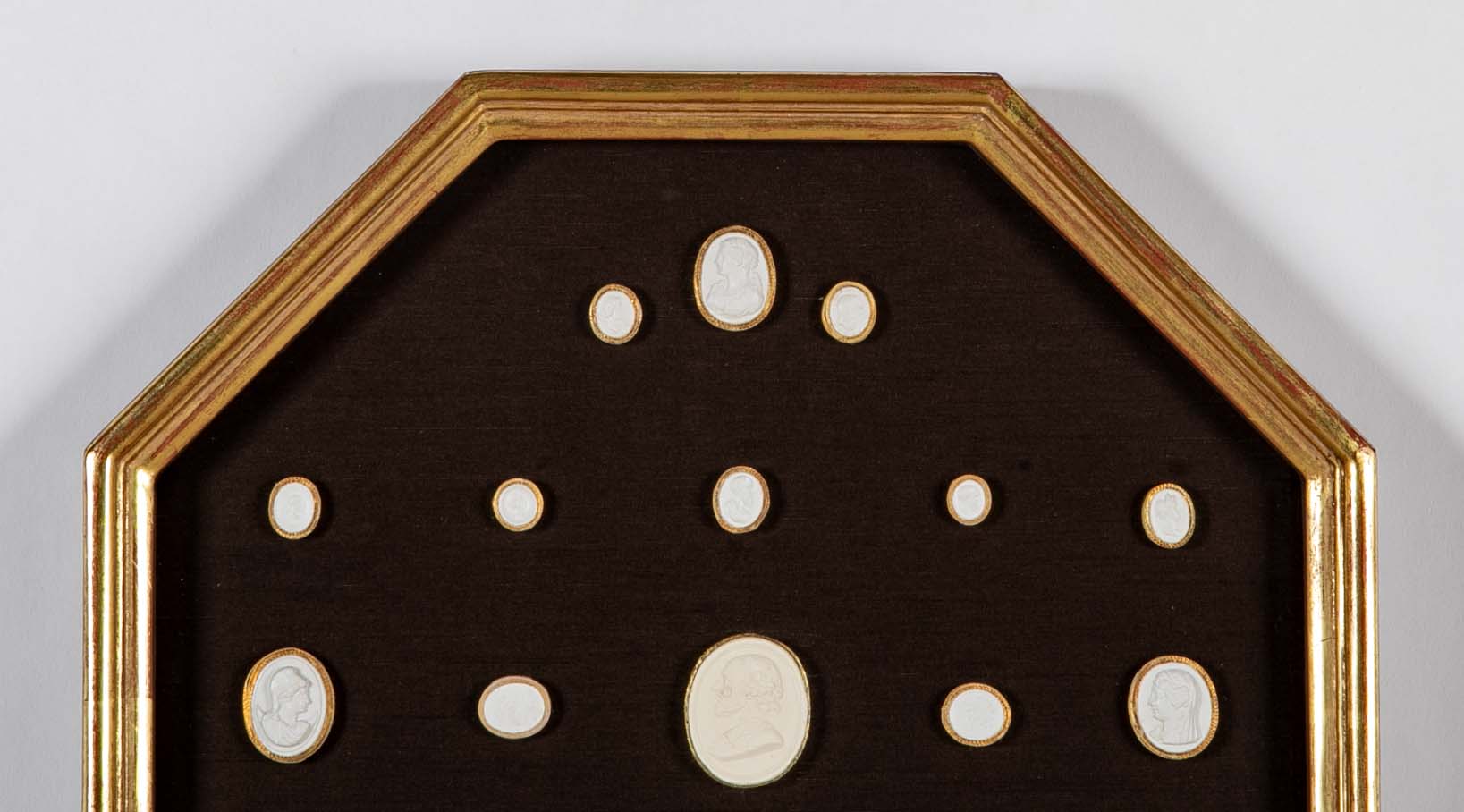 Set of 10 Octagonally Framed Italian Grand Tour Plaster Intaglios