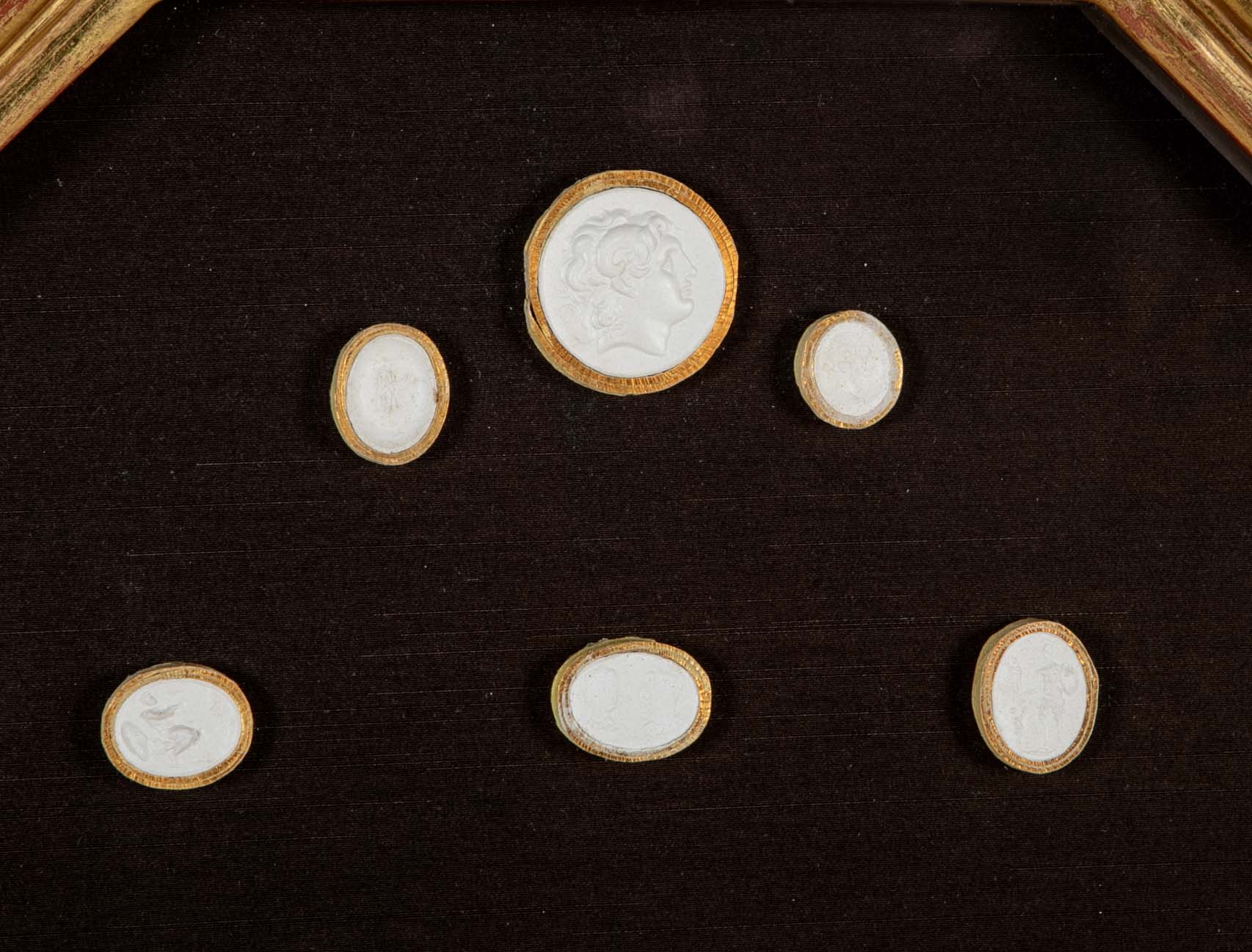 Set of 10 Octagonally Framed Italian Grand Tour Plaster Intaglios