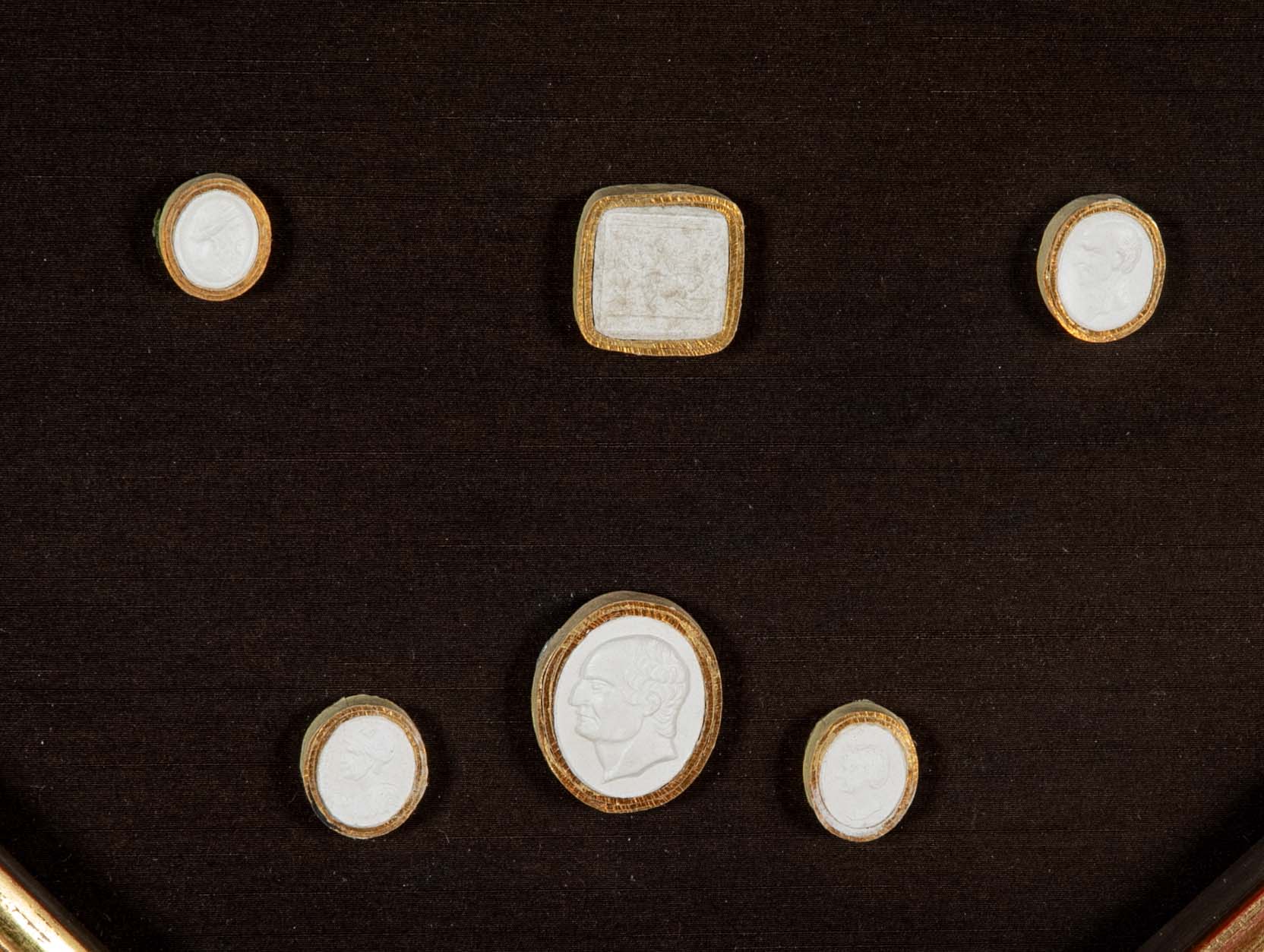 Set of 10 Octagonally Framed Italian Grand Tour Plaster Intaglios