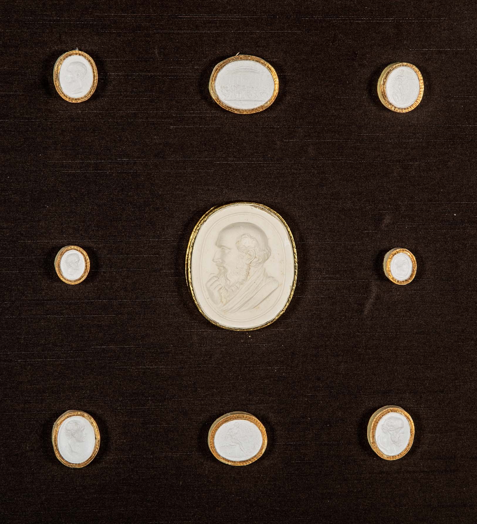 Set of 10 Octagonally Framed Italian Grand Tour Plaster Intaglios