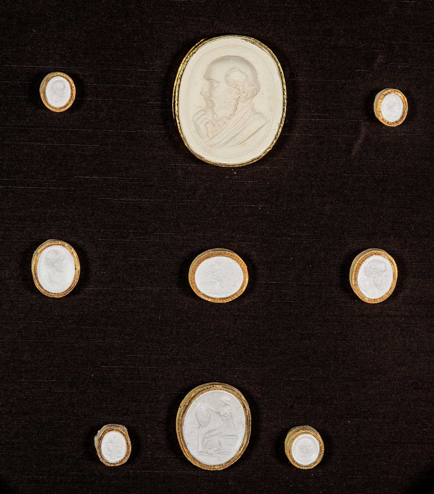 Set of 10 Octagonally Framed Italian Grand Tour Plaster Intaglios