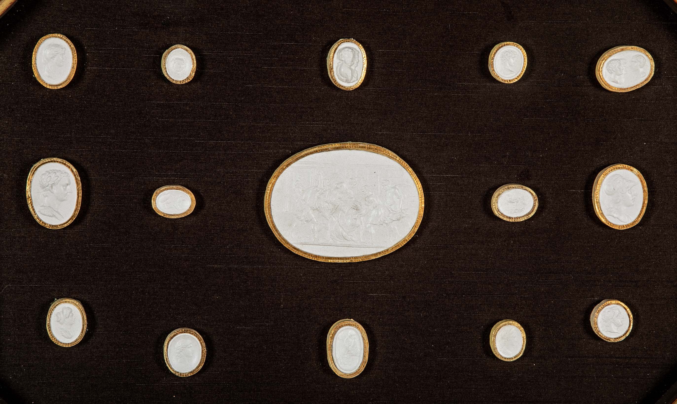 Set of 10 Octagonally Framed Italian Grand Tour Plaster Intaglios