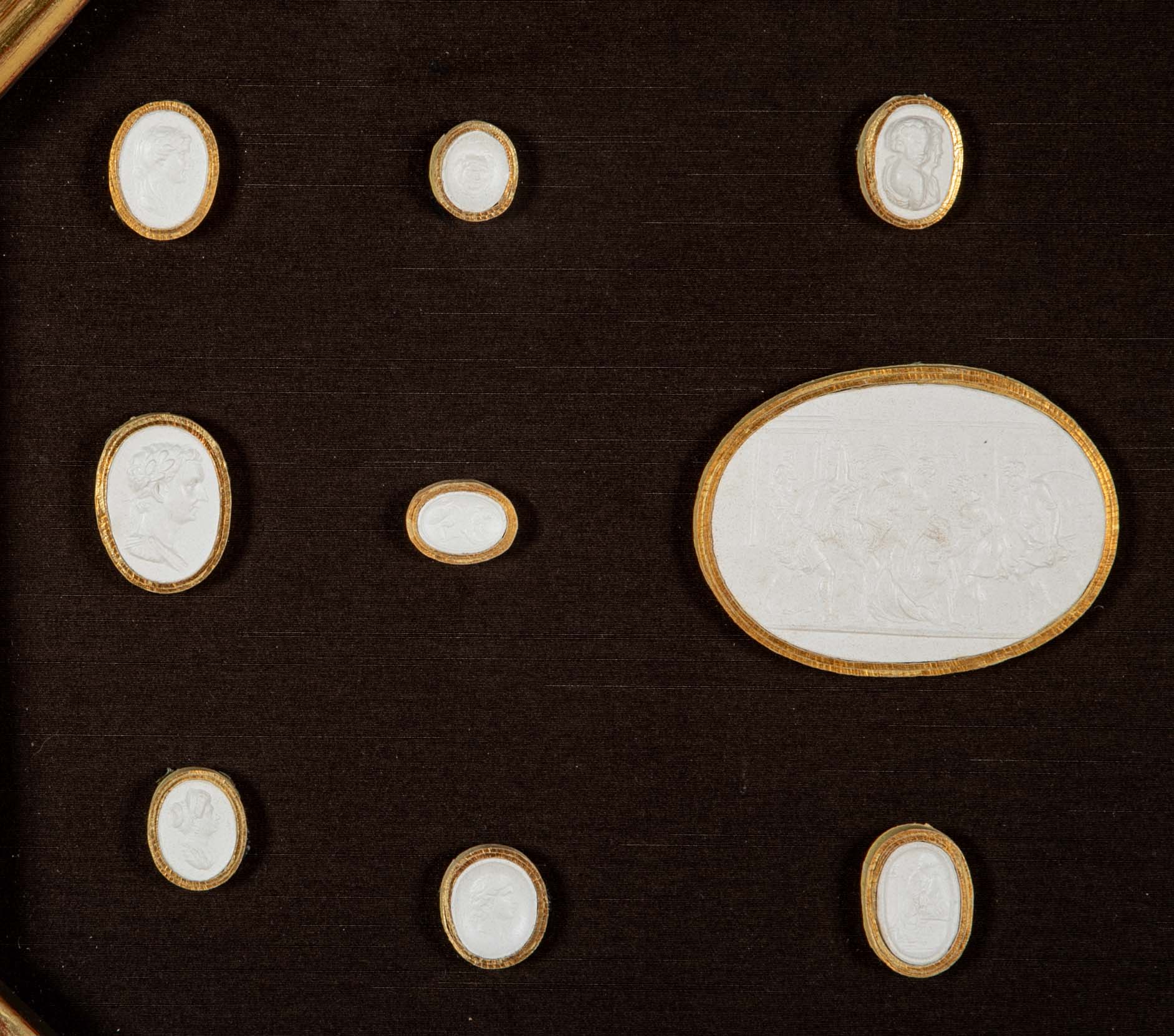 Set of 10 Octagonally Framed Italian Grand Tour Plaster Intaglios