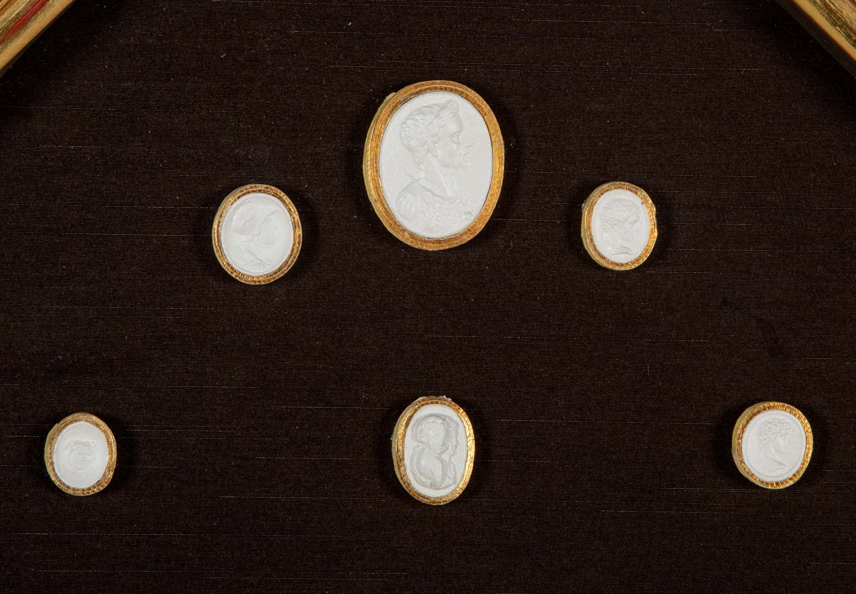 Set of 10 Octagonally Framed Italian Grand Tour Plaster Intaglios