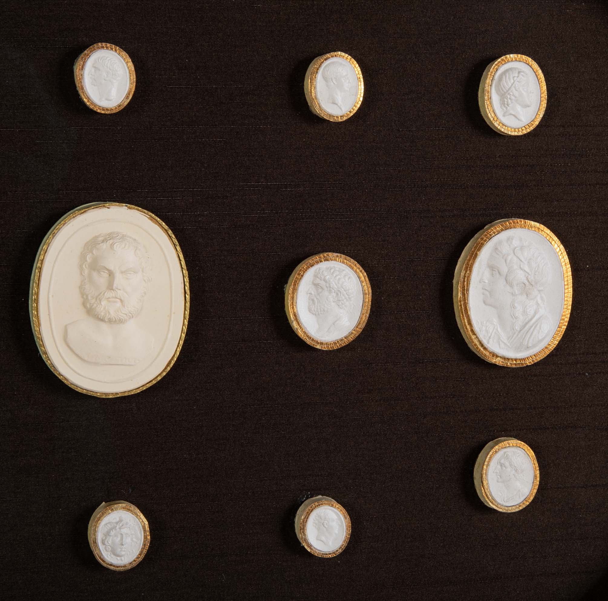 Octagonally Framed Italian Grand Tour Plaster Intaglios