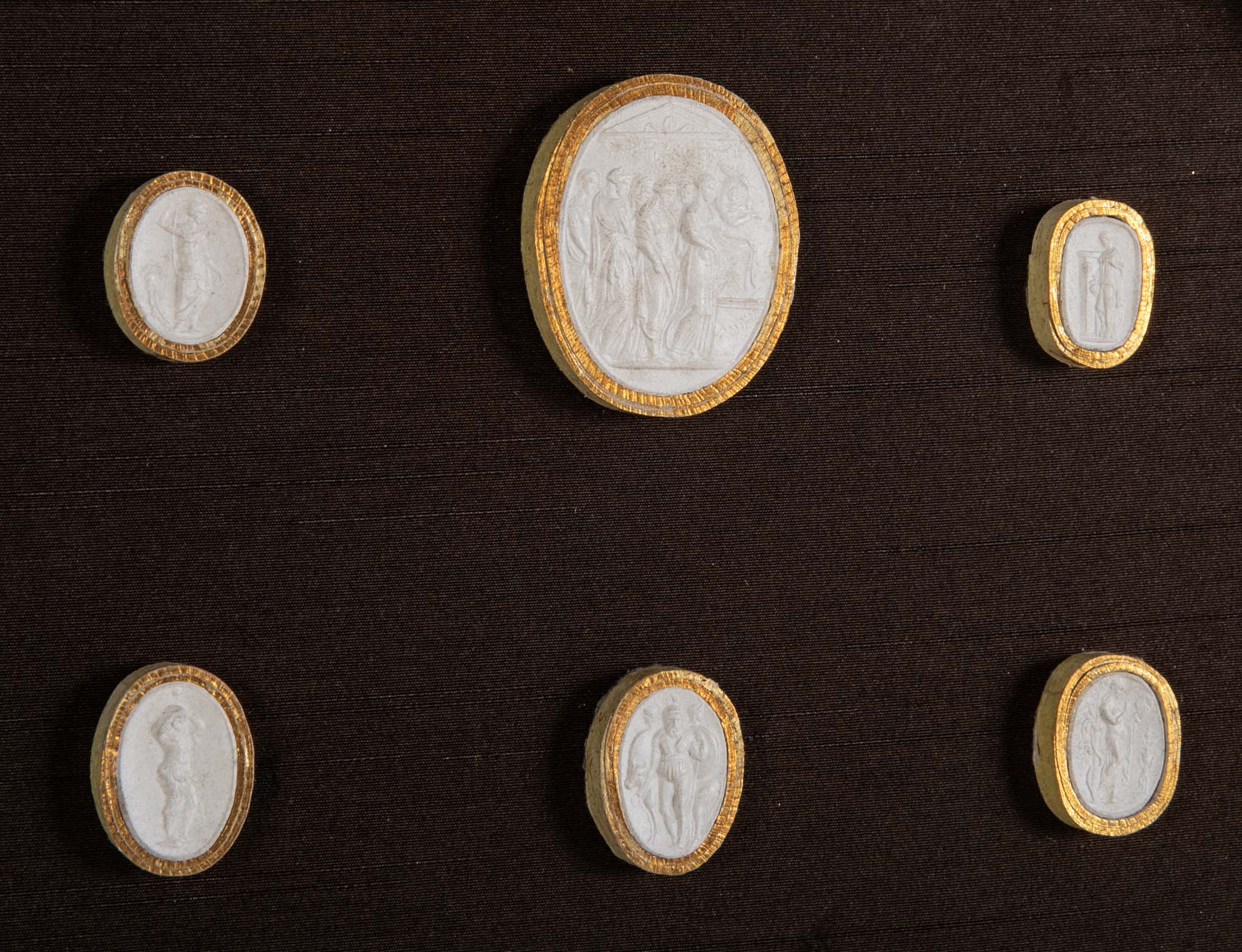 Octagonally Framed Italian Grand Tour Plaster Intaglios