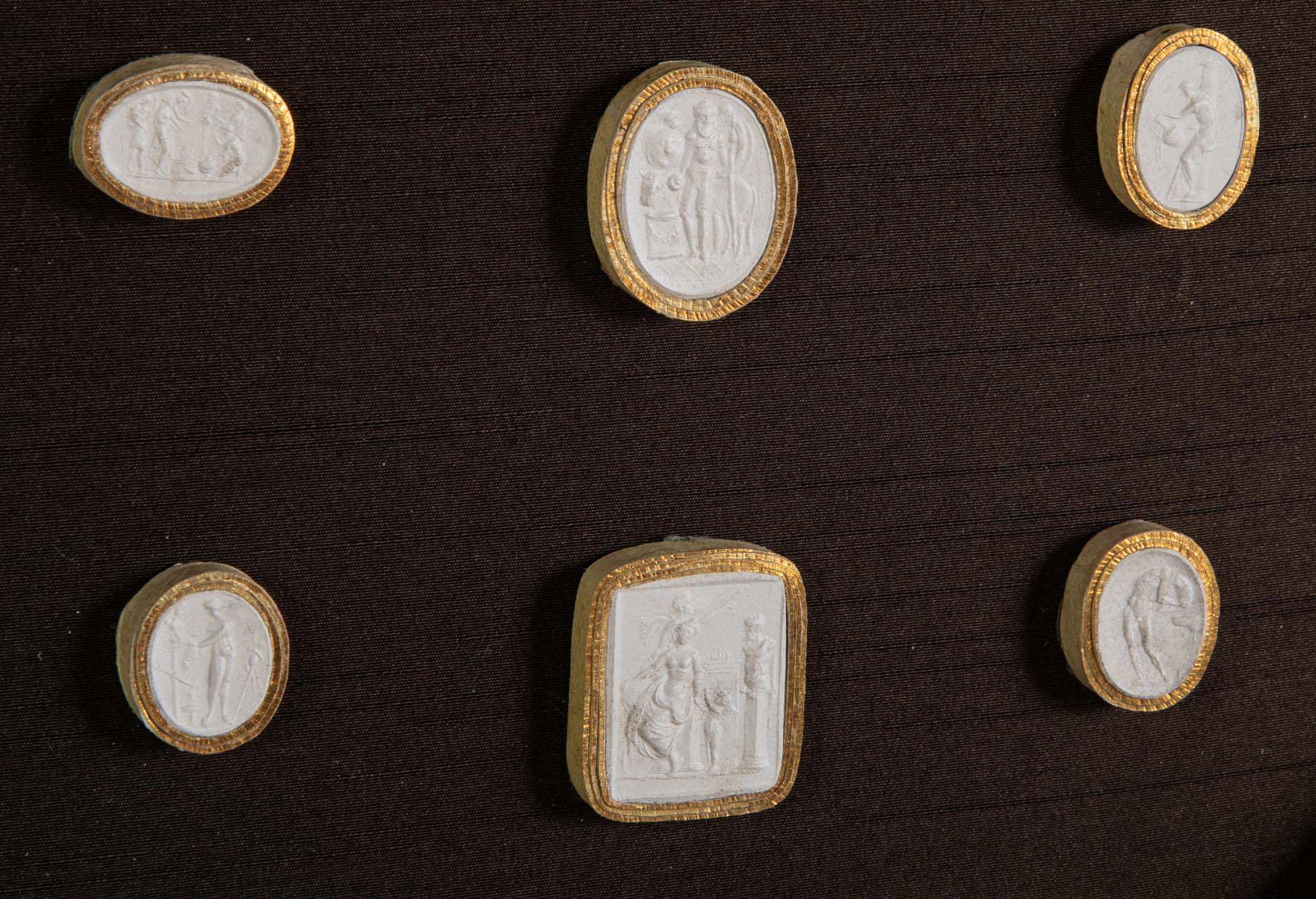 Octagonally Framed Italian Grand Tour Plaster Intaglios