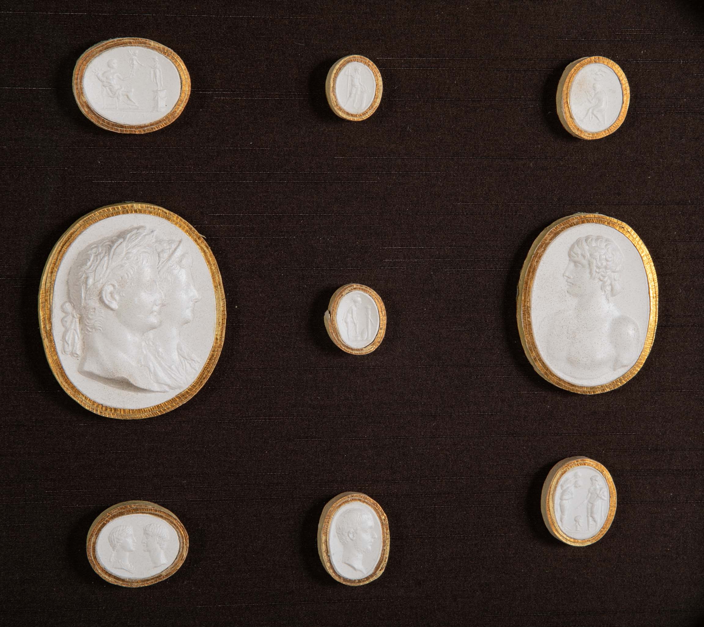 Octagonally Framed Italian Grand Tour Plaster Intaglios