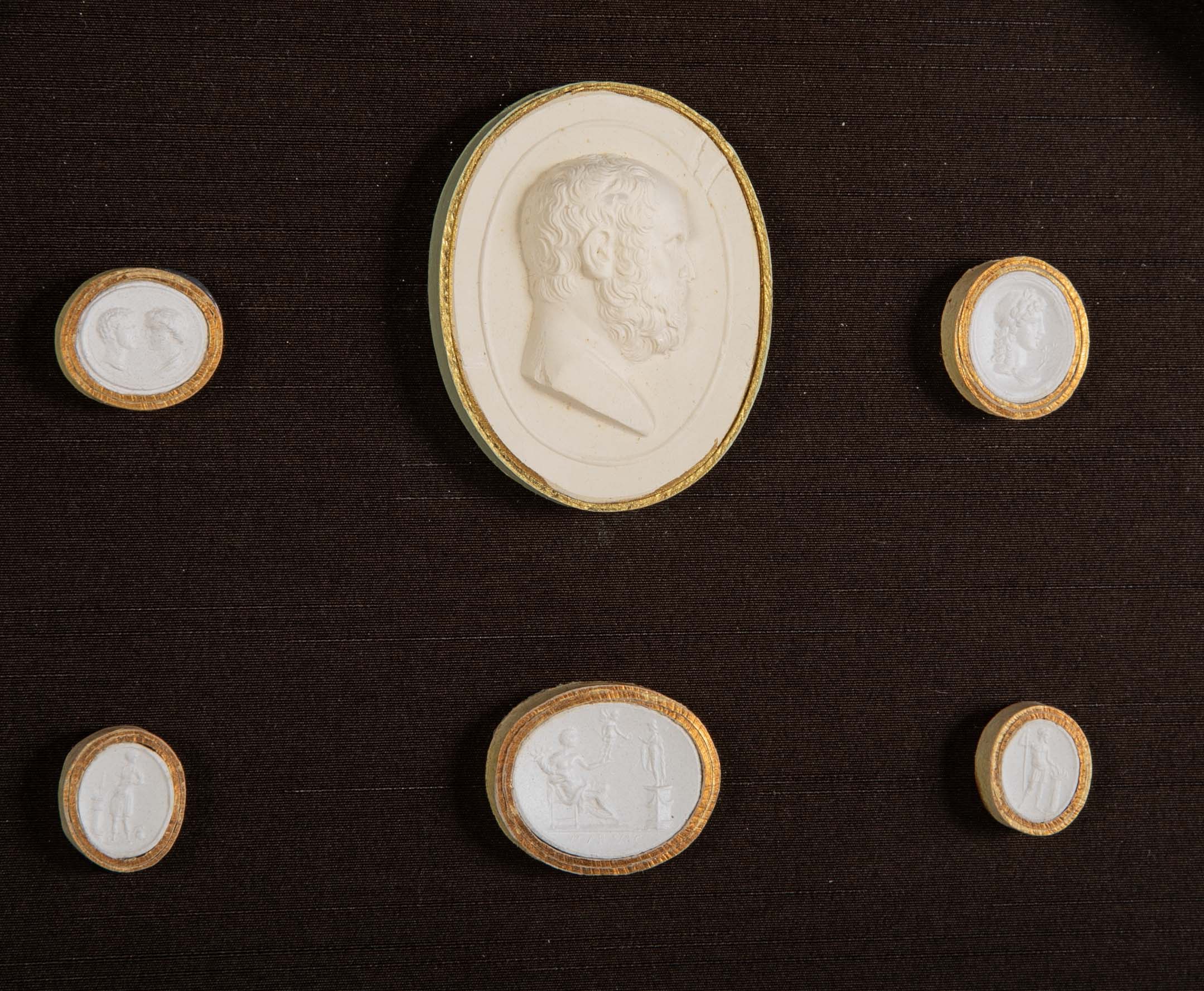 Octagonally Framed Italian Grand Tour Plaster Intaglios