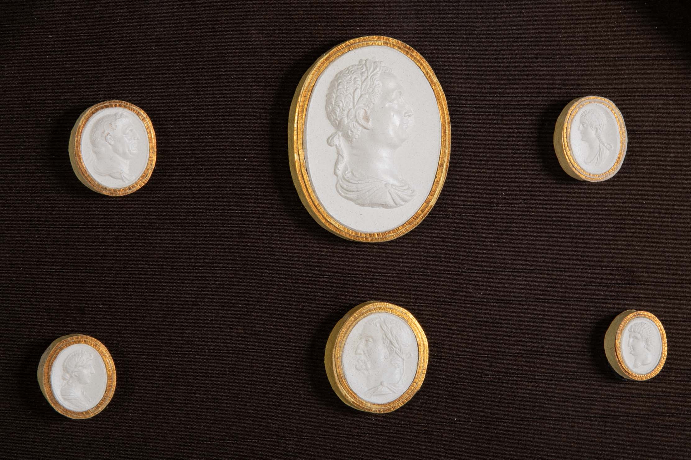 Octagonally Framed Italian Grand Tour Plaster Intaglios